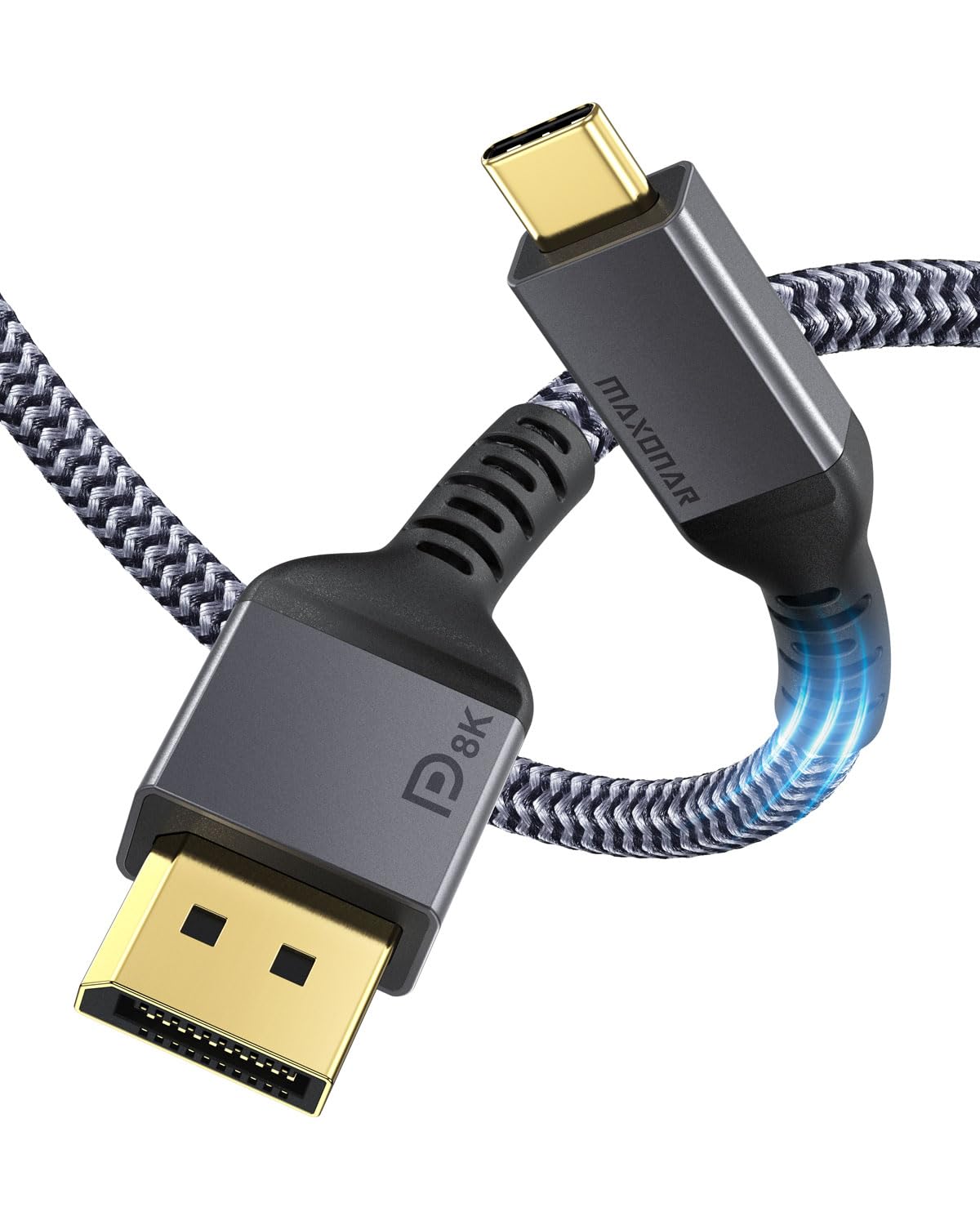 Maxonar Usb C To Displayport, 8K 60Hz Type C To Dp Cable 10Ft/3M (4K 60Hz 144Hz 120Hz 2K 240Hz) 32.4Gbps 1.4 Hbr3 Alt Mode Video