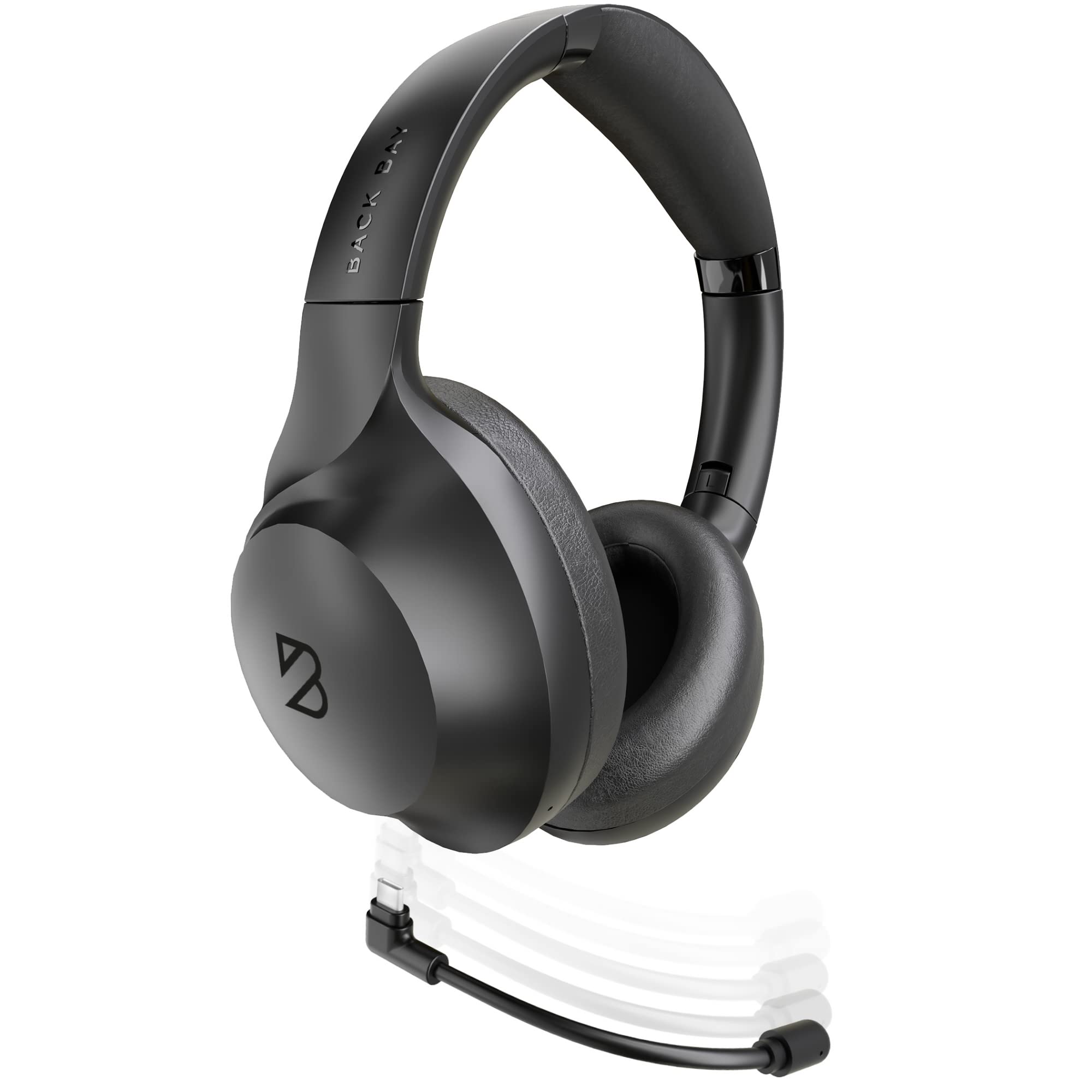 ClearCall 70 - Bluetooth Headphones with Microphone for Work - Removable Boom Mic - Over Ear Office Wireless Headsets for Comput