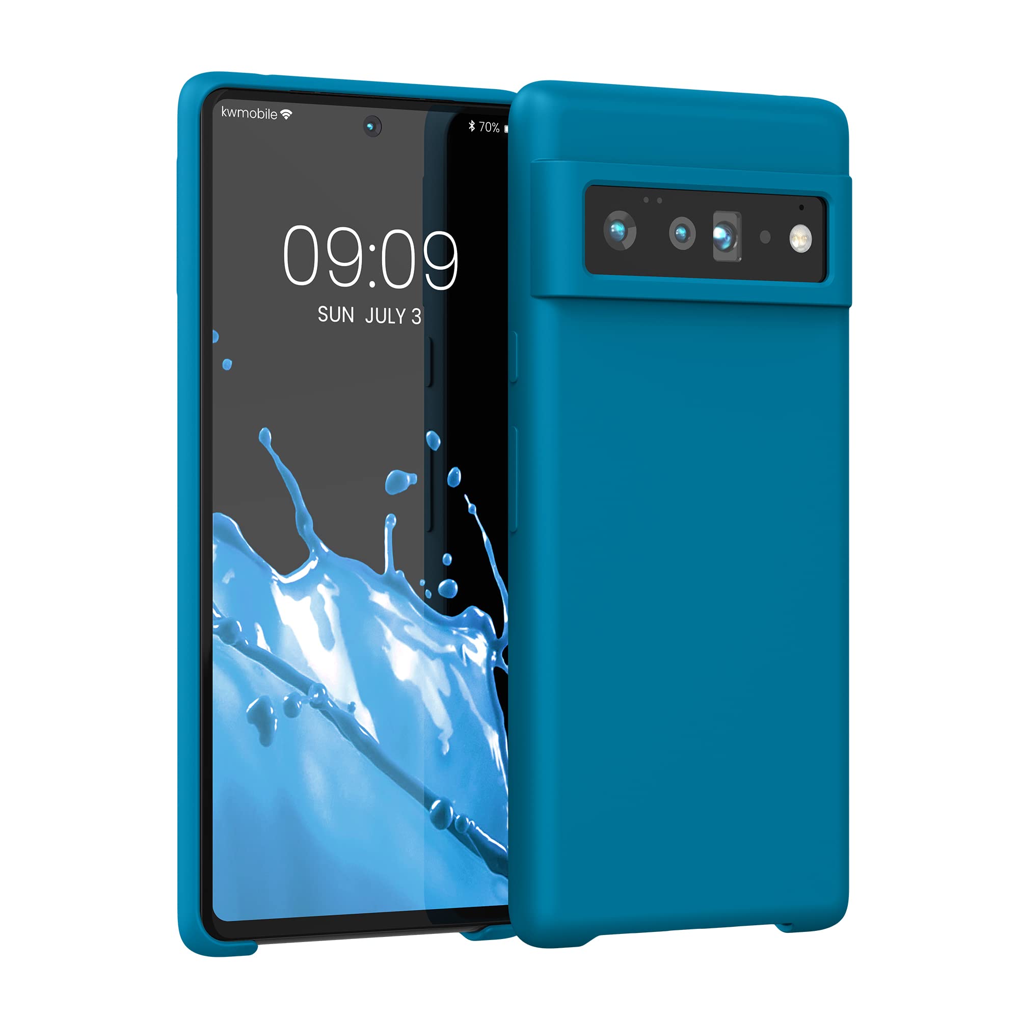 kwmobile Case Compatible with Google Pixel 6 Pro Case - TPU Silicone Phone Cover with Soft Finish - Caribbean Blue