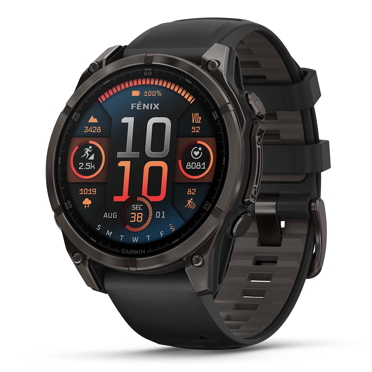 Playbetter Garmin Fenix 8 Amoled Sapphire (47Mm, Carbon Gray Dlc Titanium) Multisport Gps Smartwatch Bundle - 1.4    Touchscreen