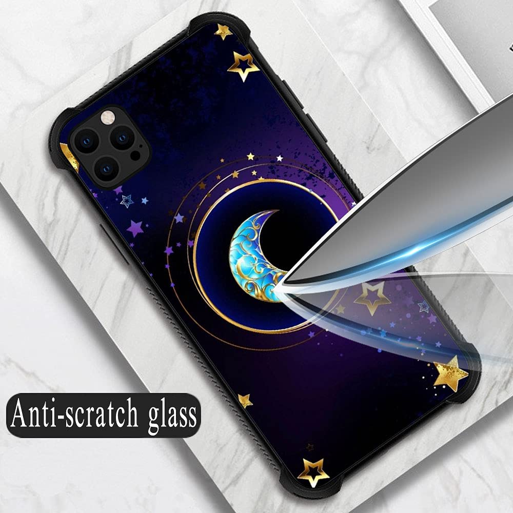 ZHEGAILIAN iPhone 13 Mini Case Moon Star Mandala Shockproof Reinforced Corners Soft TPU Acrylic