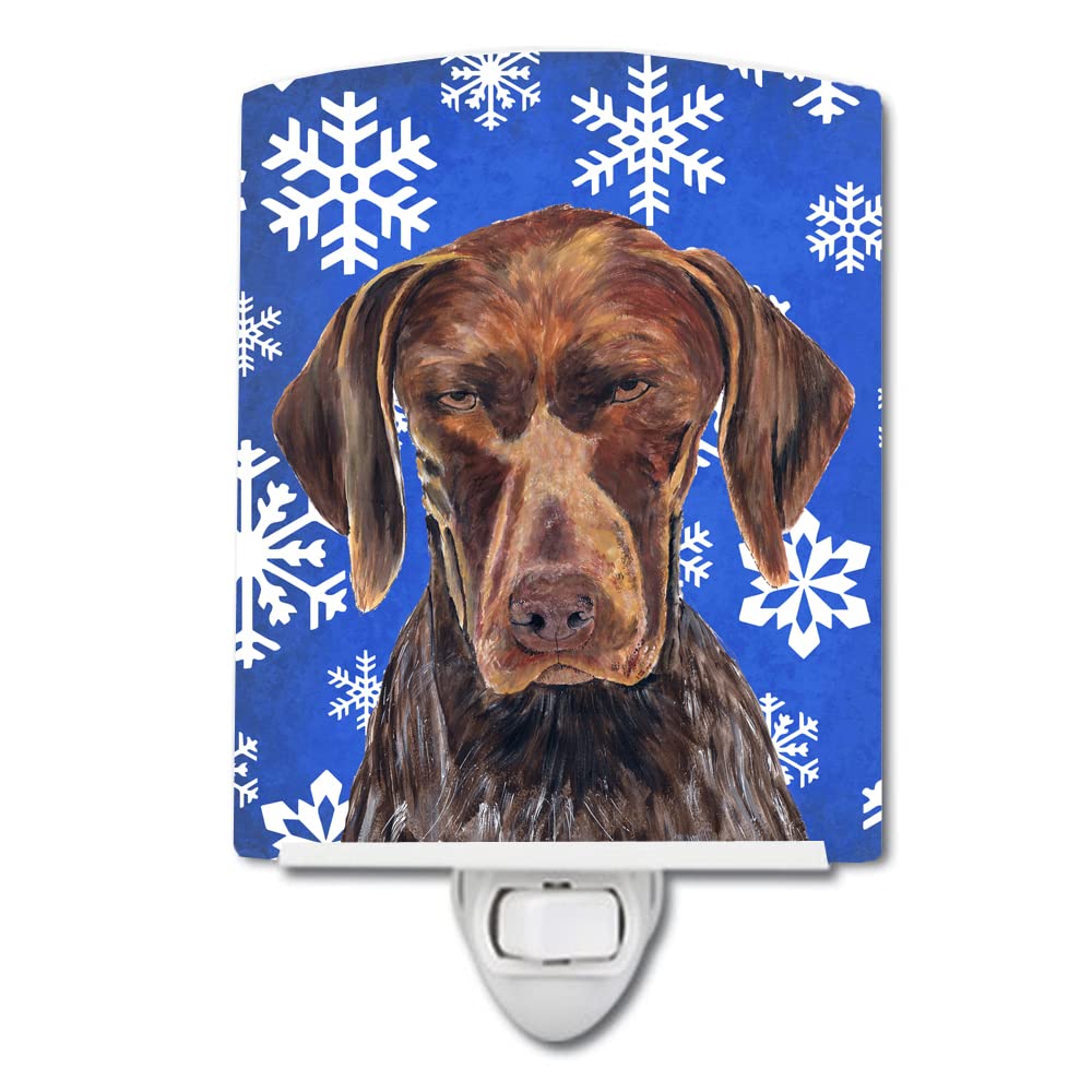Carolines Treasures SC9395CNL German Shorthaired Pointer Winter Snowflakes Holiday Ceramic Night Light Compact, UL-Certified, I