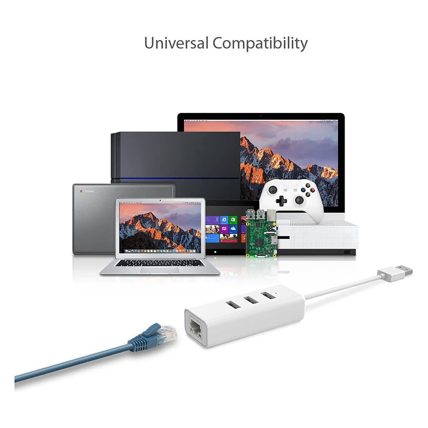 Tp Link Usb 3.0 To Ethernet Adapter, Portable 3 Port Usb Hub With 1 Gigabit Rj45 Ethernet Port Network Adapter, Supports Win 7/8