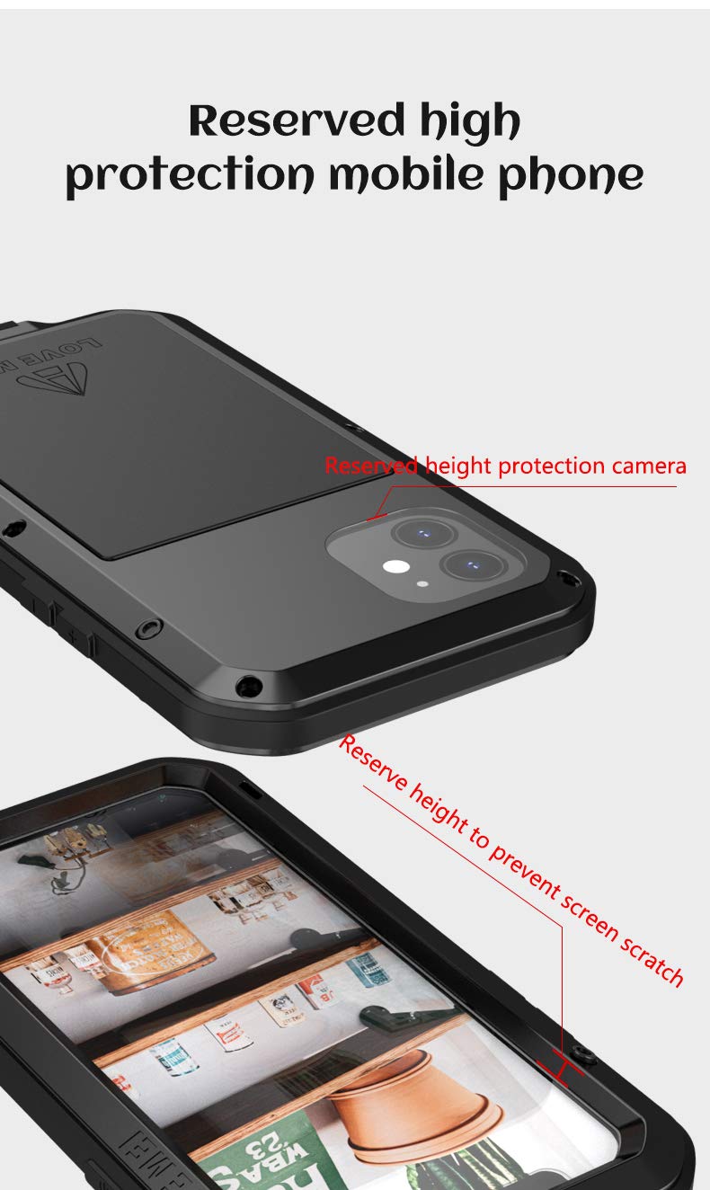 Love Mei Compatible With Iphone 12 Case,Outdoor Sports Military Heavy Duty Metal Cover Waterproof Shockproof Dustproof Full Body