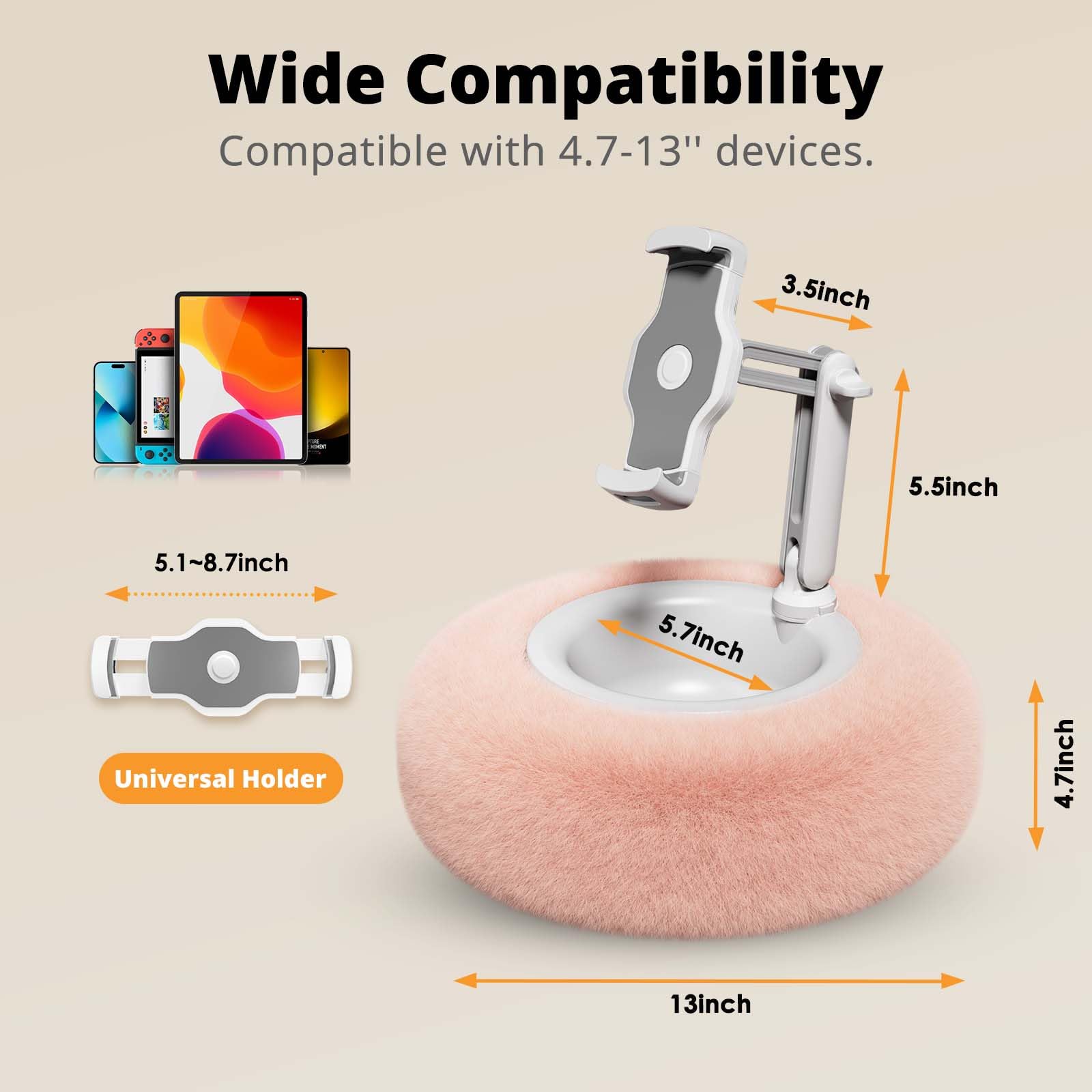 Supedesk Tablet Pillow Stand For Reading, Adjustable Tablet Pillow Stand For Lap With Detachable Bowl, Fits 4.7-13 Kindle/Phones