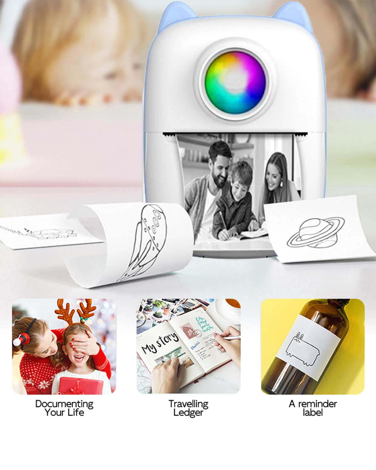 Hersaul Mini Printer Sticker Paper, 10 Rolls Thermal Printer Sticker Paper 57 X 25Mm, Printable Sticker Paper For Mini Printer P