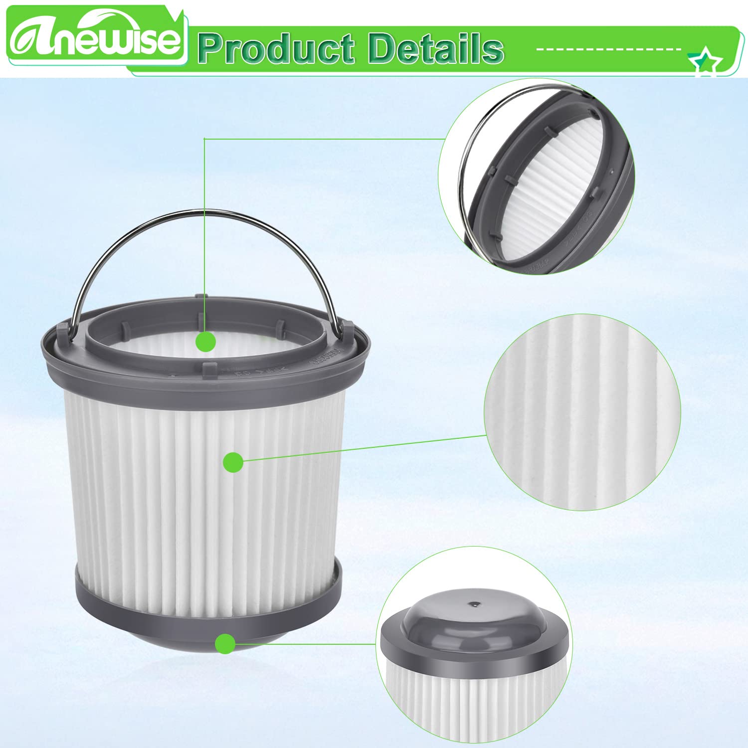 Anewise Pvf110 Filter Replacement For Black And Decker Pivot Bdh2000Pl Bdh2020Flfh Phv1810 Phv1210 Phv1410 Bdh1620Flfh Hand Vacu