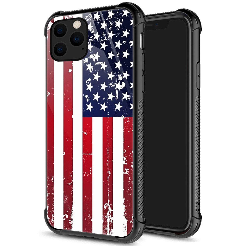 Iphone 13 Pro Case, Red And White Usa Flag Iphone 13 Pro Cases For Men Boys, Pattern Design Shockproof Anti Scratch Organic Glas