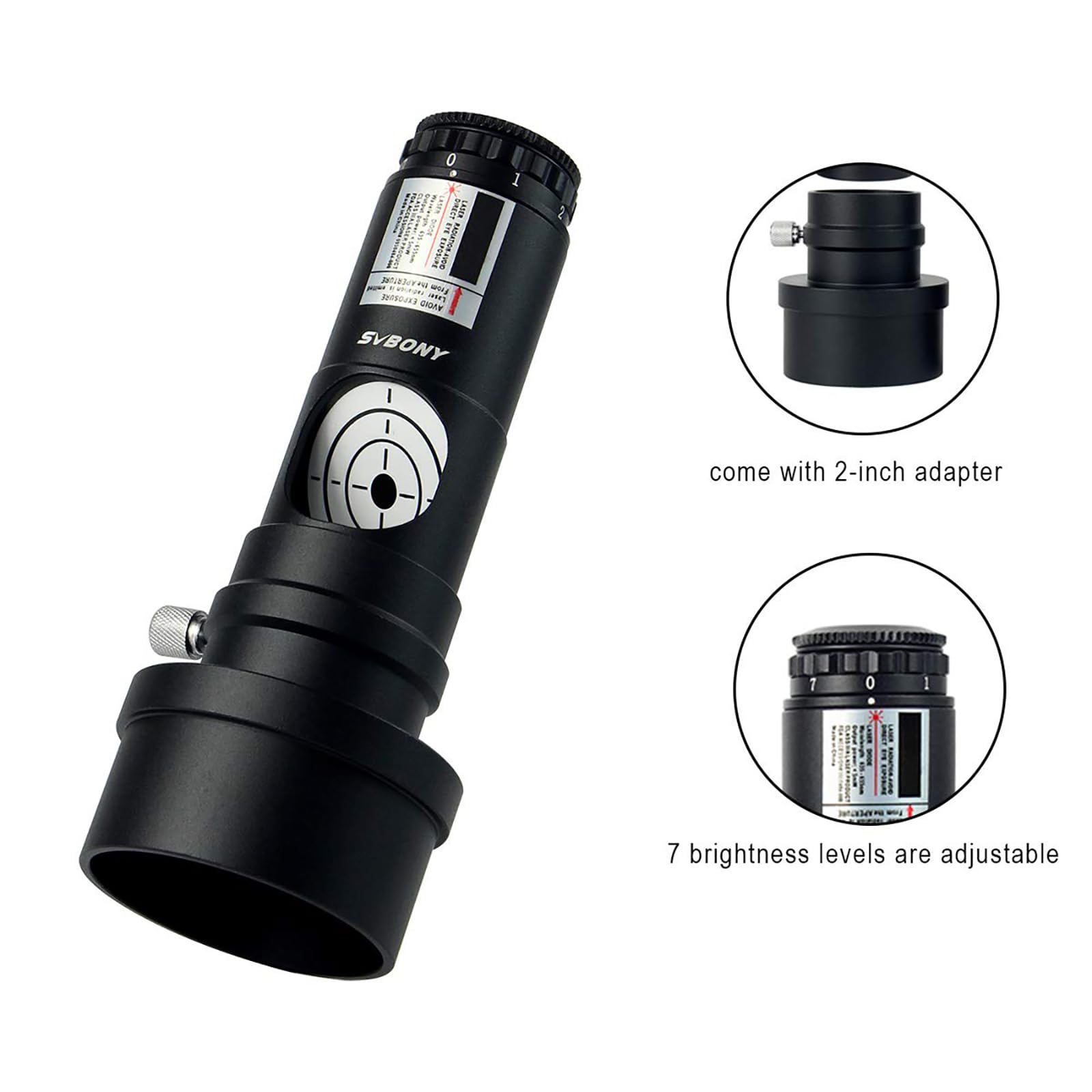 Svbony Red Laser Collimator For Newtonian Marca Telescope Alignment 1.25 Inches 7 Bright Levels Triple Cemented Lens With 2 Inch