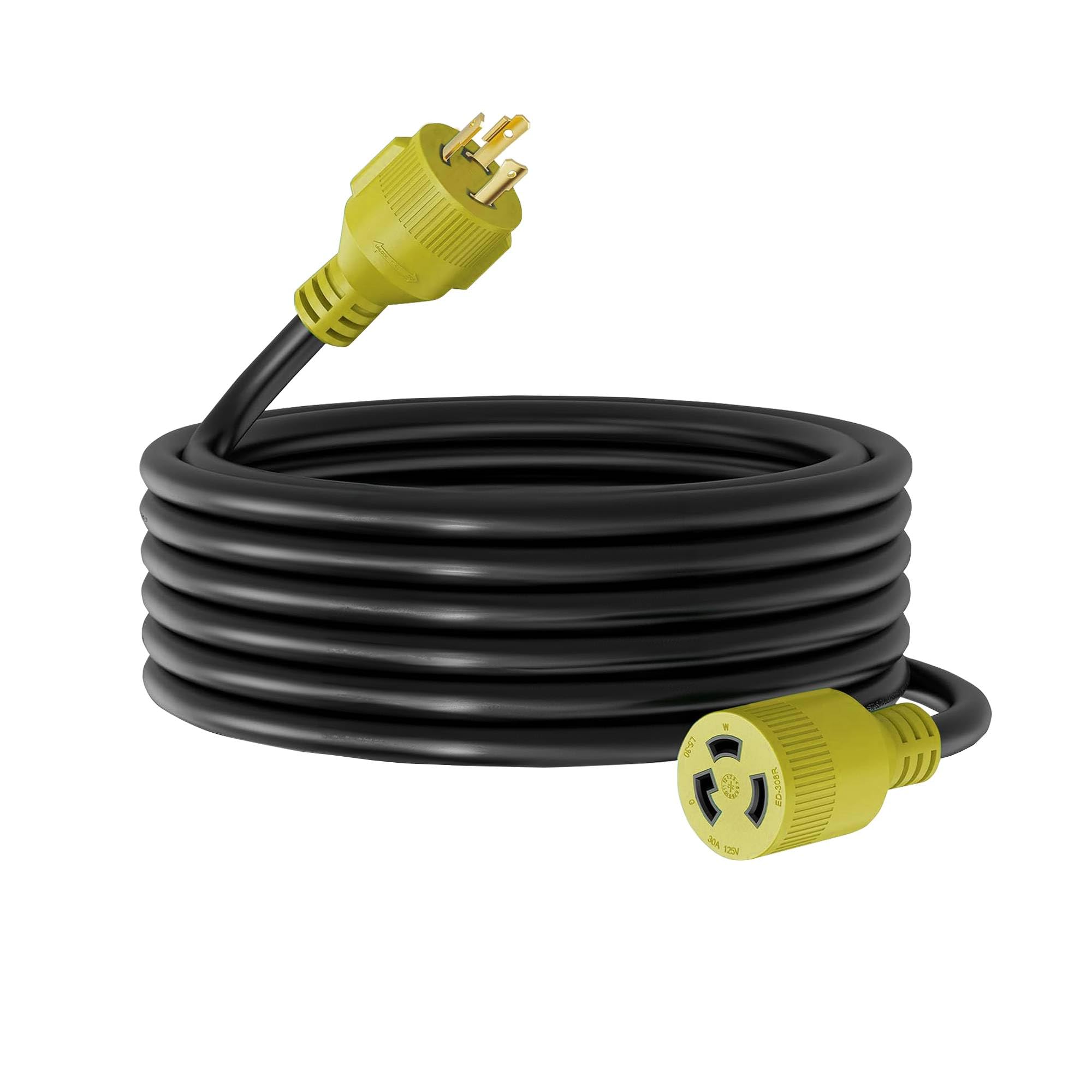 50Ft Generator Extension Cord 30 Amp 3 Prong (L5 30P / L5 30R)   10Awg3 125/250V Stw   Hook And Loop Strap Ul Approved By Lifesu