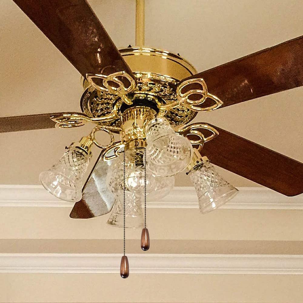 Akahttbn Ceiling Fan Chain Pulls Decorative Extension 12 Inches Walnut Color Wooden Pull Chain Fan Pulls Set Ornaments For Ceili