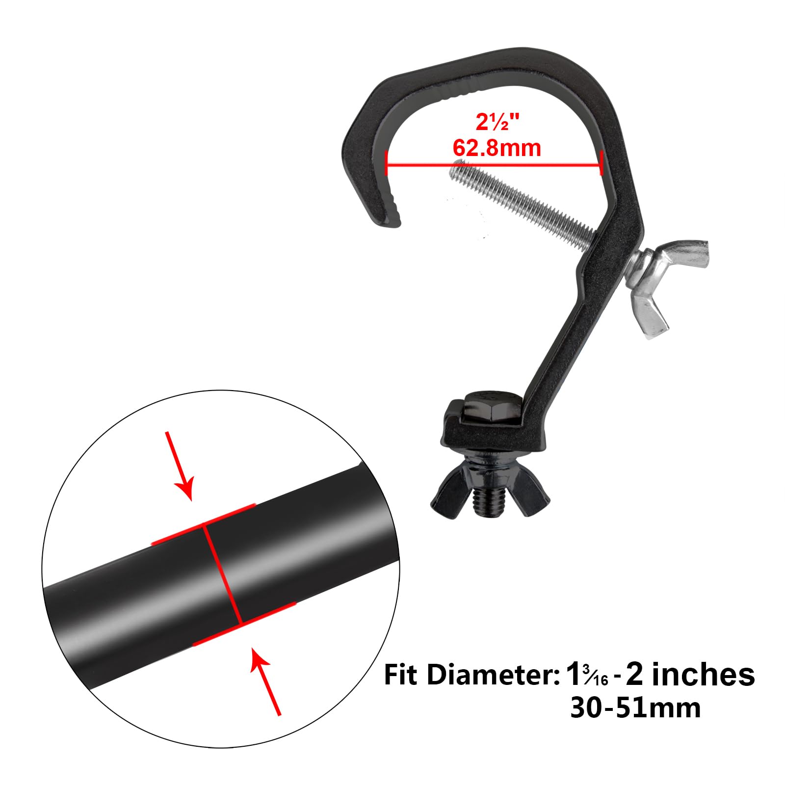 Heneng 5 Pcs Truss Clamp Stage Lights Hook Fits Pipe Od 1.18 '' 2 '', Max Load 66 Lb, Tuv Certified