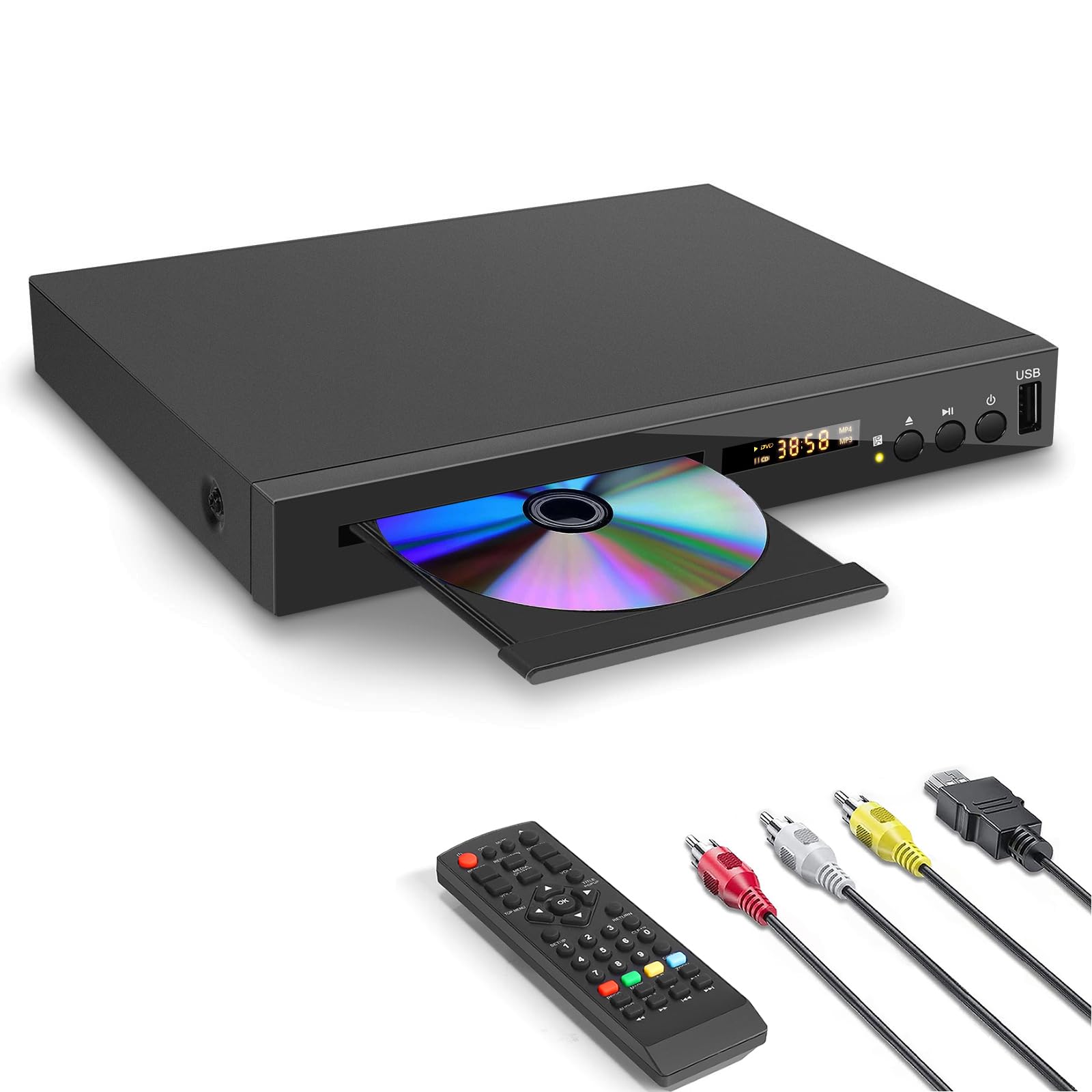 Jovell Hd Blu Ray Dvd Player, Region A/1, 1080P, Multi Format, Hdmi/Av/Coaxial Output, Usb, Dolby Sound, Includes Hdmi Cable, Re