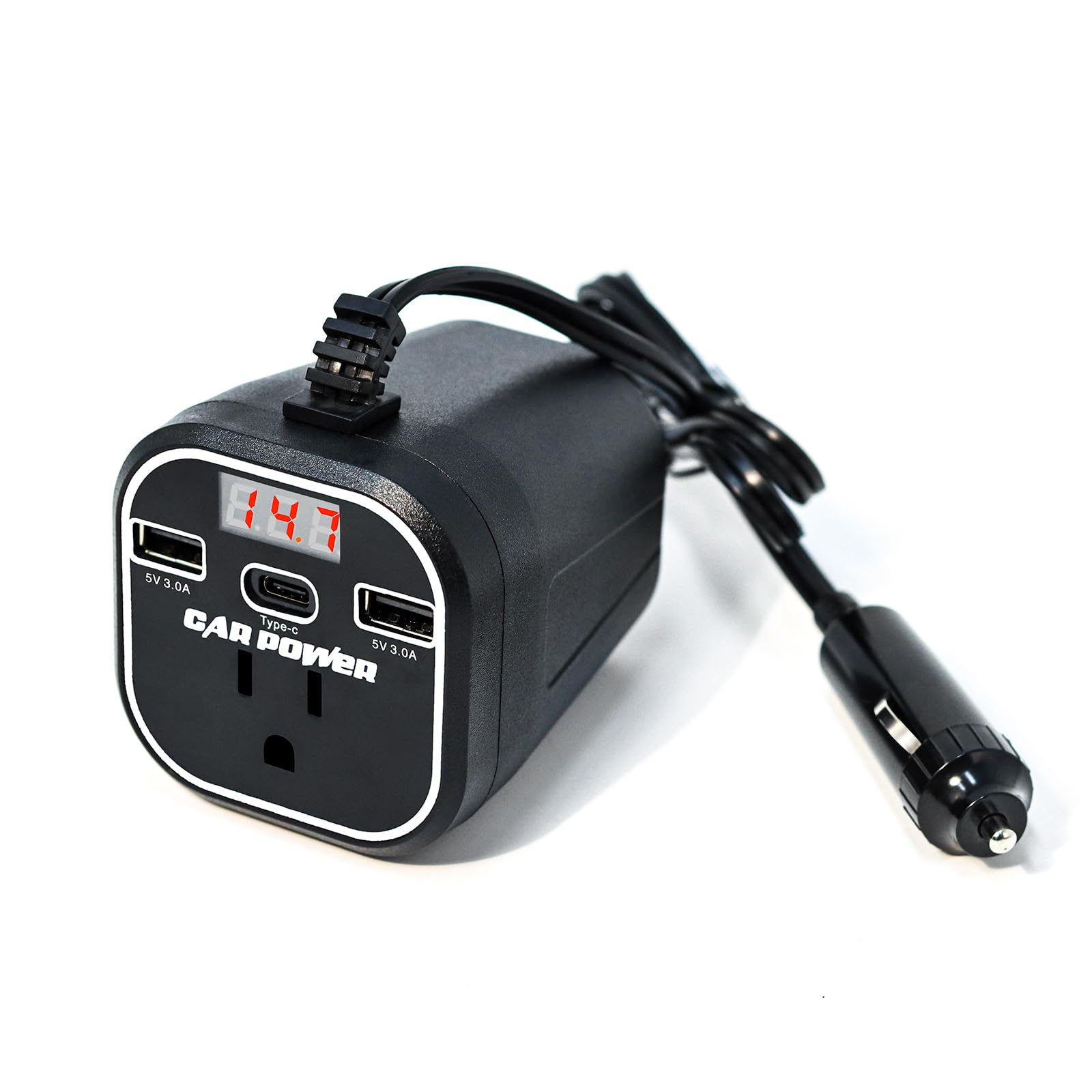 FAMIDGE 200W Car Power Inverter, Car Inverter 12v to 110v, Car Outlet Adapter with Dual USB and Type-C, Car Outlet Adapter for P