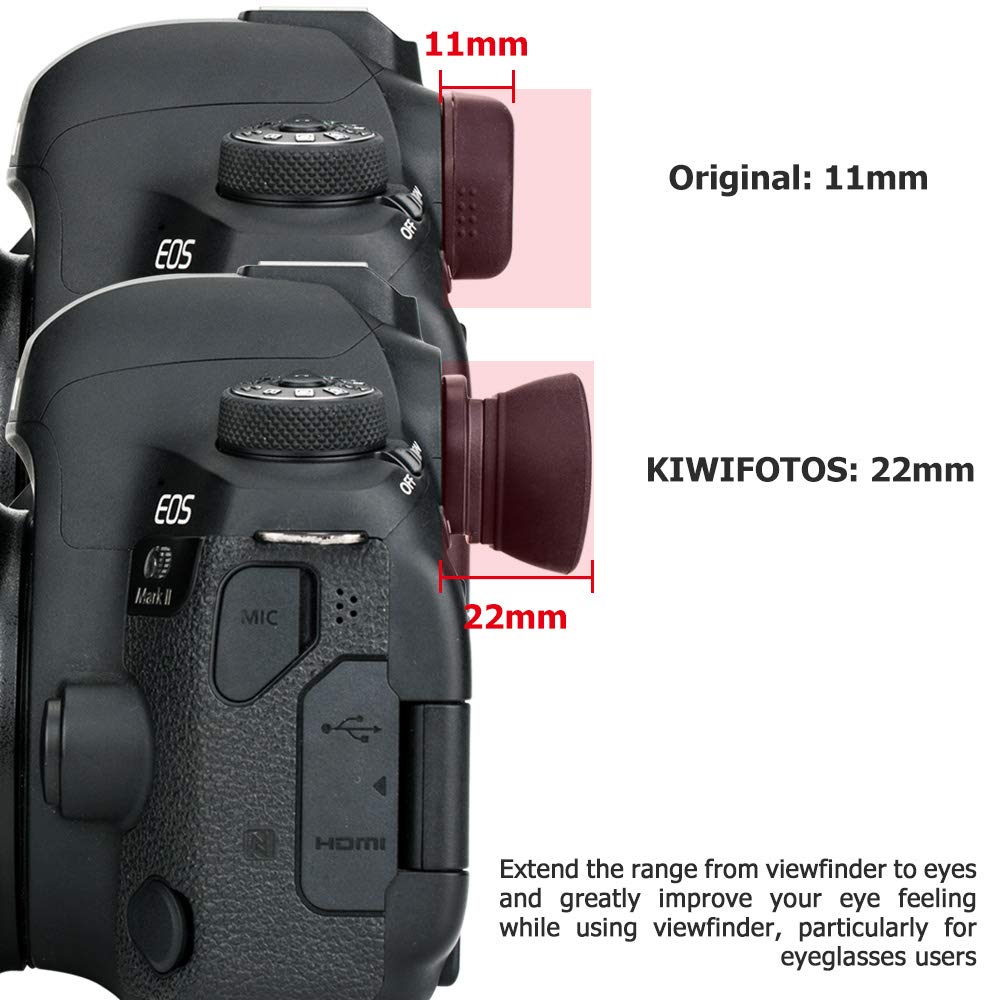 Kiwifotos Long Soft Viewfinder Eyecup Eyepiece For Canon Eos 90D 80D 70D 60D 77D 6D Mark Ii 5D Mark Ii Rebel T7 T6 T5 T100 T8I T
