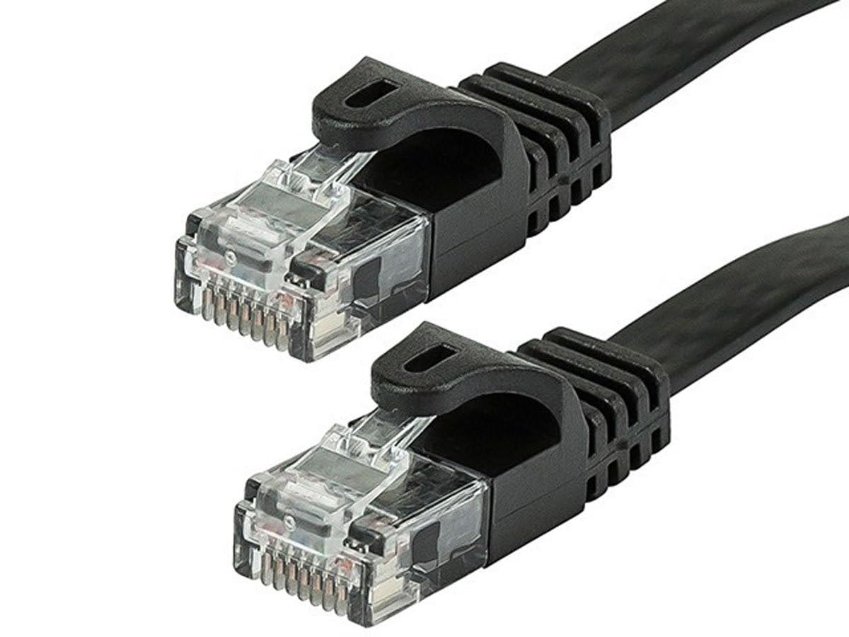Monoprice Cat5E 10Ft Black Flat Patch Cable Utp 30Awg 350Mhz Pure Bare Copper Snagless Rj45 Flexboot Series Ethernet Cable