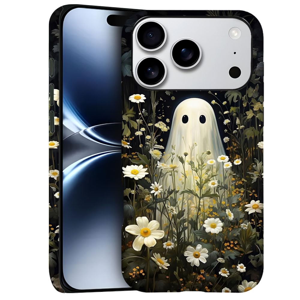 Case for iPhone 17 Pro - Slim Fit Anti-Scratch Phone Case for Girl Women - Floral Ghost Flower Pastel Goth (Frosted)