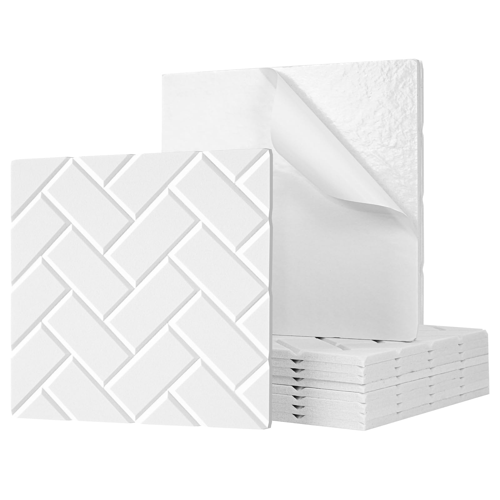 Tutmyrea 12 Pack Self Adhesive Acoustic Panels, 12''X12''X0.4'' Brick Pattern Soundproof Wall Panels, High Density Sound Absorbi