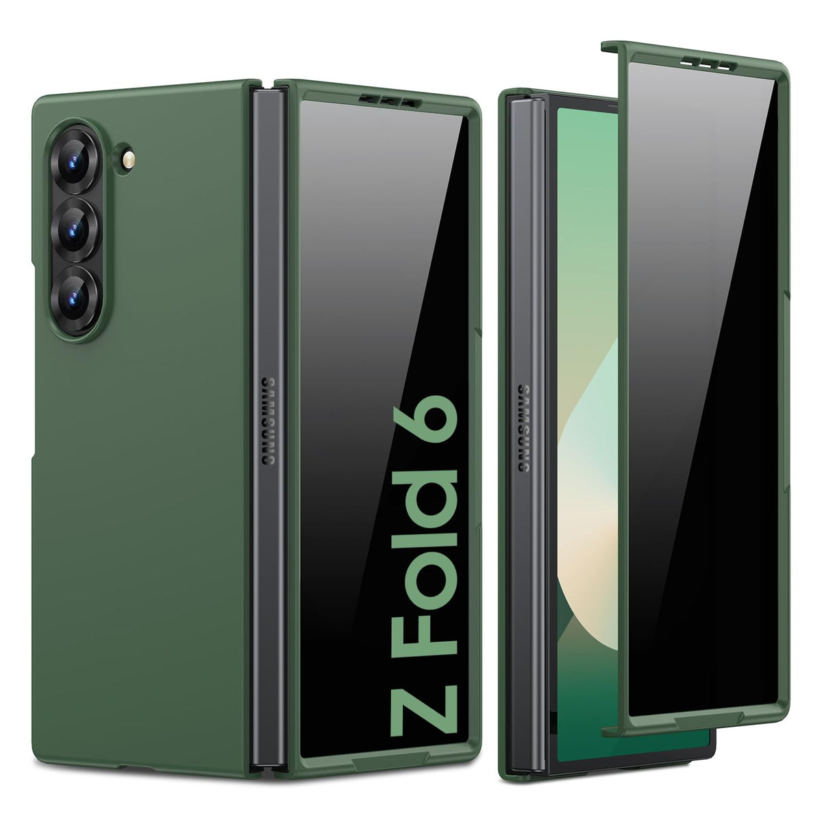 Spugan For Samsung Galaxy Z Fold 6 Case With Privacy Screen Protection, Slim Matte Hard Pc Shockproof Protective Case Wireless C