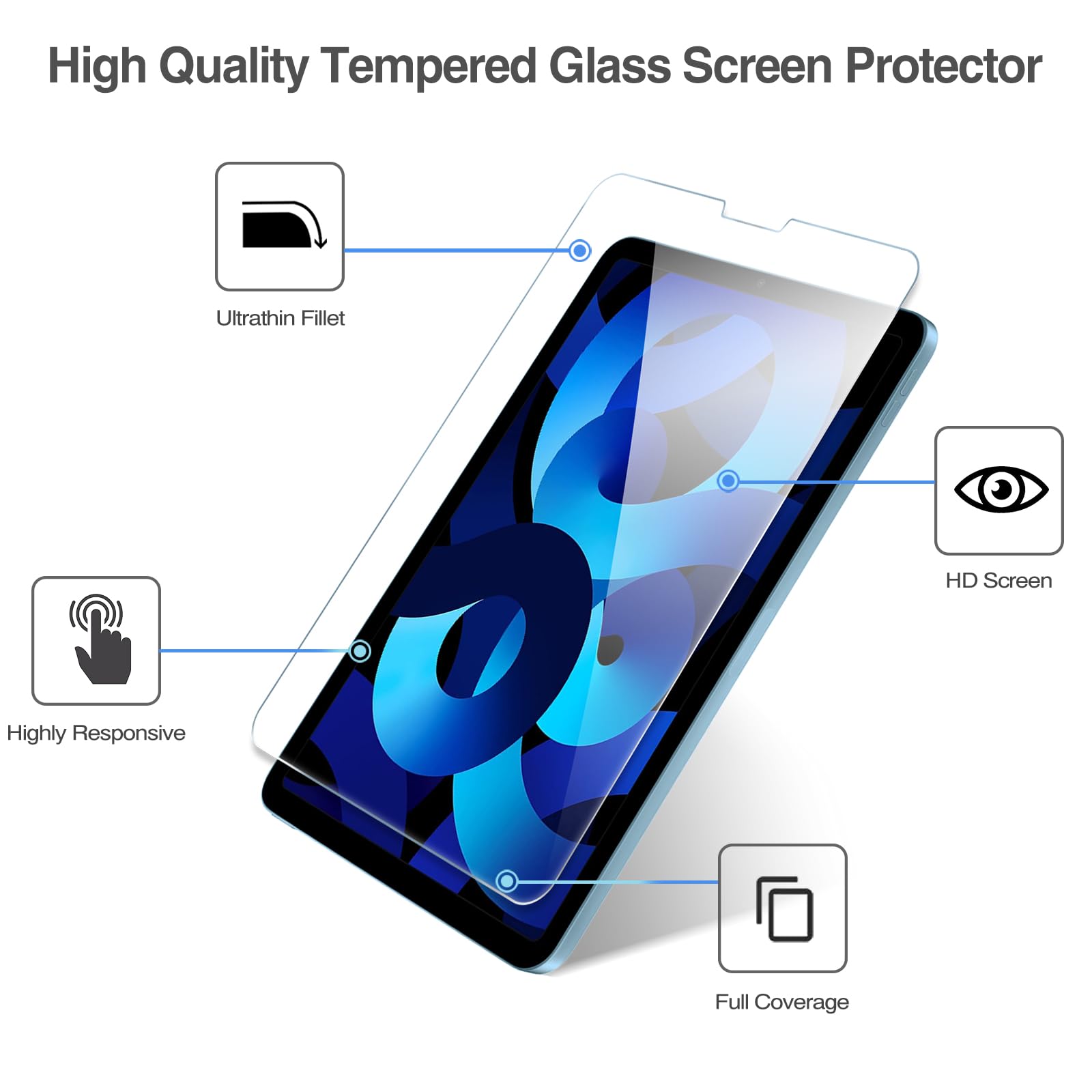 Procase 1 Pack Screen Protector For Ipad Air 5Th 2022 / Ipad Air 4Th 2020 / Ipad Pro 11 4Th 2022/ 3Rd 2021/ 2Nd 2020/ 1St 2018, Tempered Glass For 10.9 Ipad Air 5 4 / Ipad Pro 11' 4 3 2 1 Gen