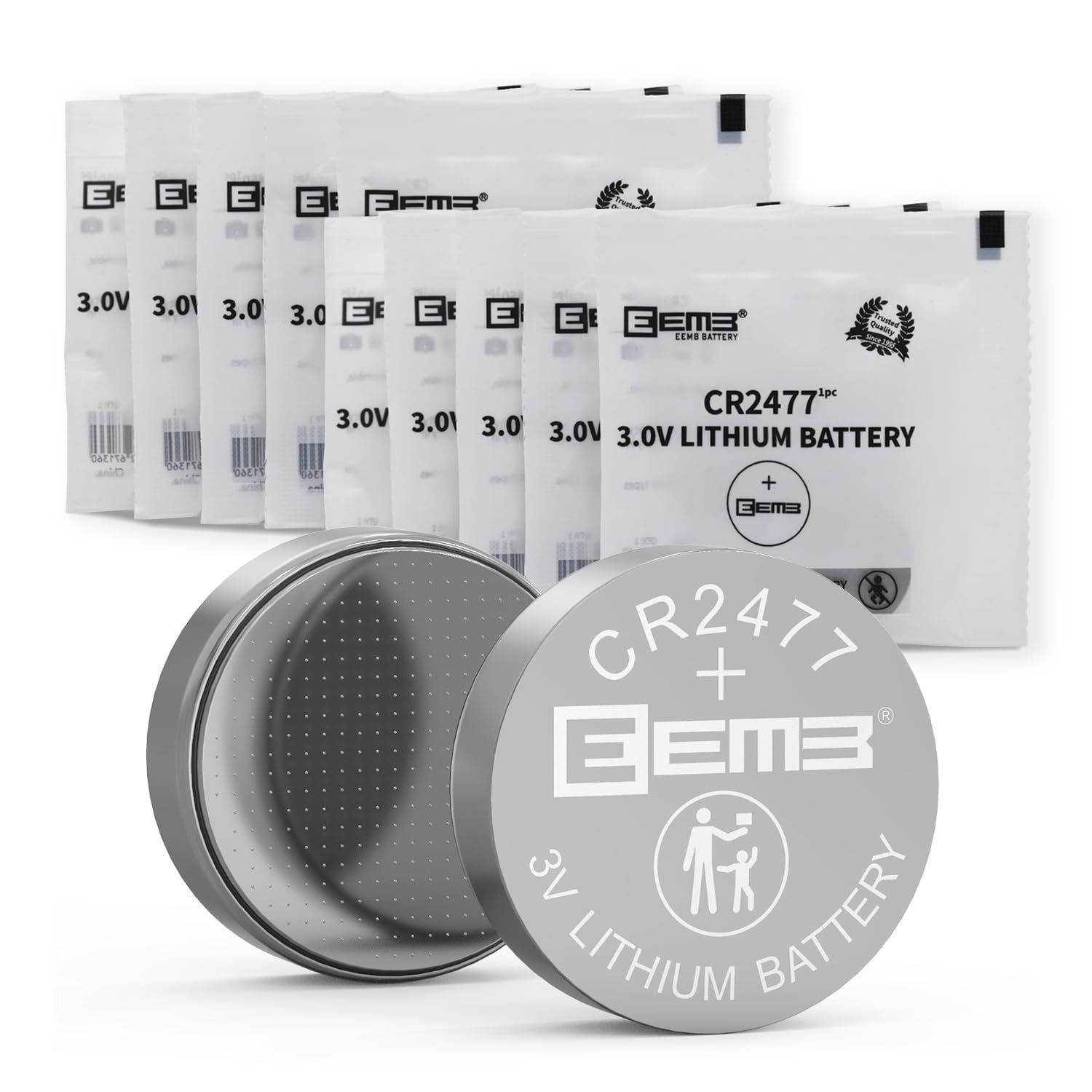 EEMB 10 Pack CR2477 Battery 3V Lithium Battery Button Coin Cell Batteries 2477 Battery DL2477, ECR2477 for Electronic Candle, Li
