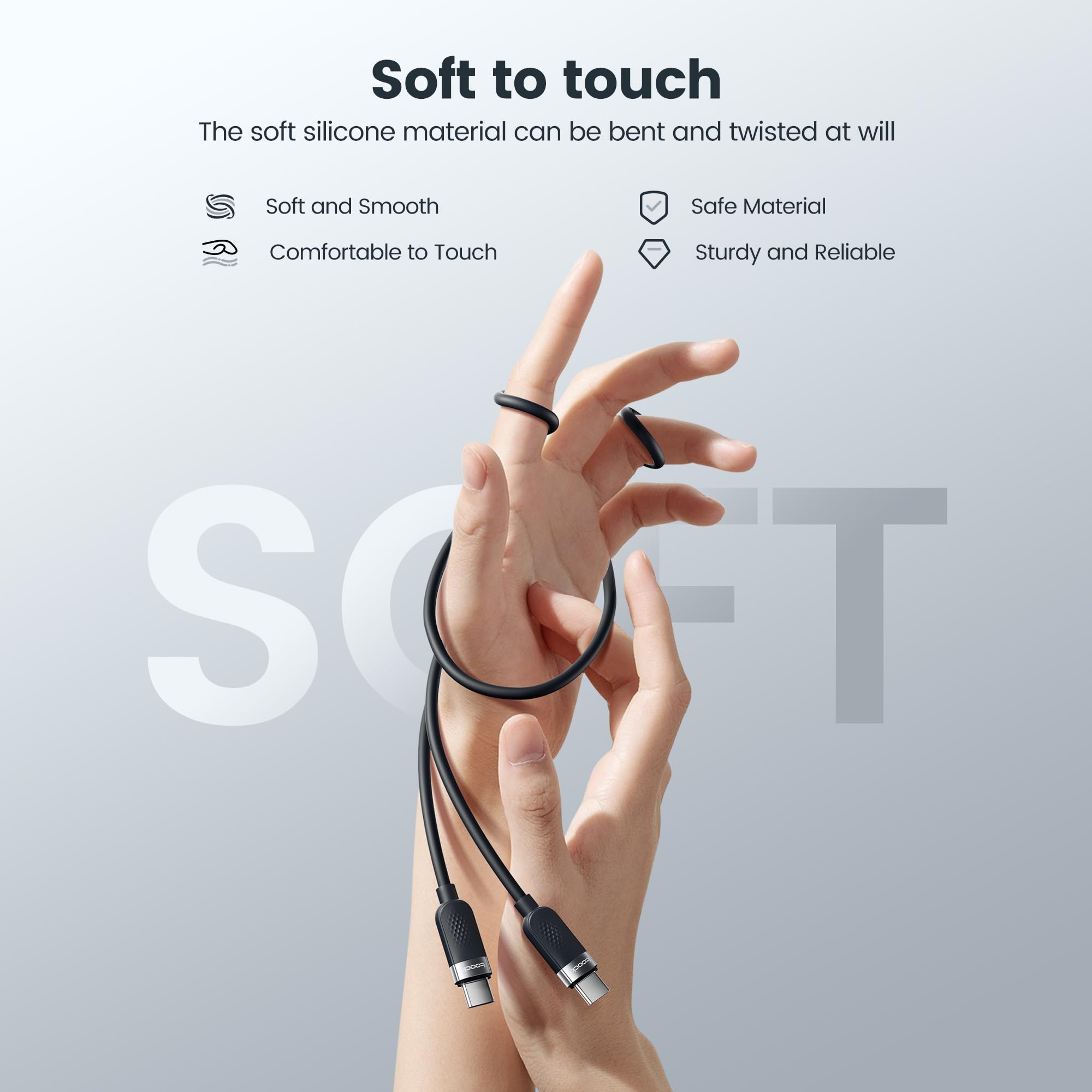 60W Usb C To Usb C Cable 5 Pack [3.3/3.3/6.6/6.6/10Ft] Type C Fast Charging Cable Silicone Cords For Iphone 16 15 Pro Max, Ipad