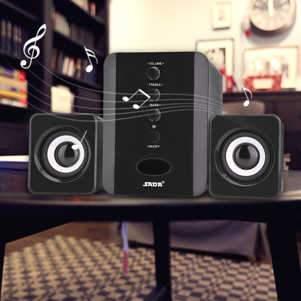 3W Treble and Bass Independent Adjustment Mini Subwoofer, Rear 3 Inch Bass Speaker DV 5V & USB 5V Wired Speaker, Tablet PC for C