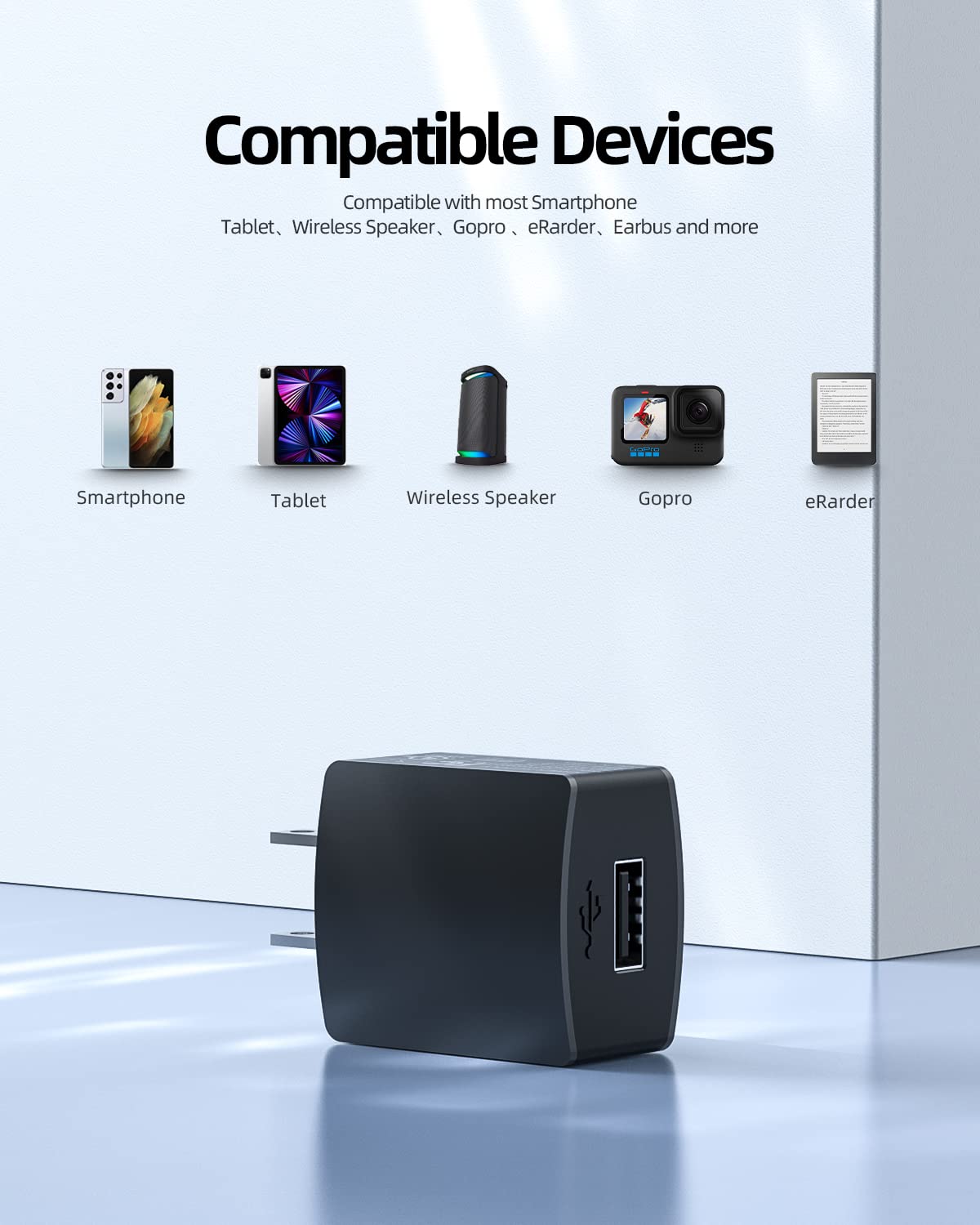 2 Cable Ac Charger Fit For Samsung Earbuds Galaxy Buds,Jabra,Tozo,Cowin,Comiso,Aomais,Treblab,Bugani,Insmy,Elehot,Musibaby,Miatone,Oraolo,Kurdene Bluetooth Earbuds Speakers Headphones Adapter