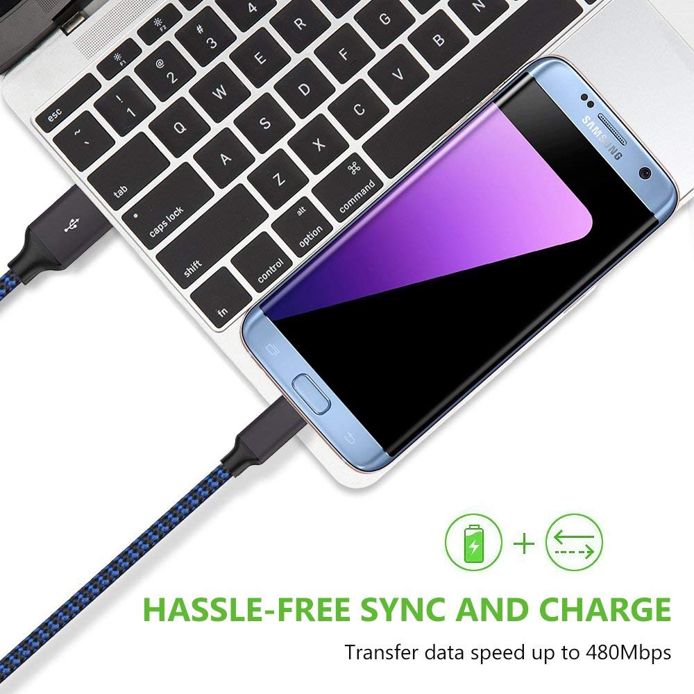 Micro Usb Cable, 3Pack 6Ft Android Charger Cord Long Braided Sync Fast Charging Cables Compatible With Samsung Galaxy S6 S7 Edge