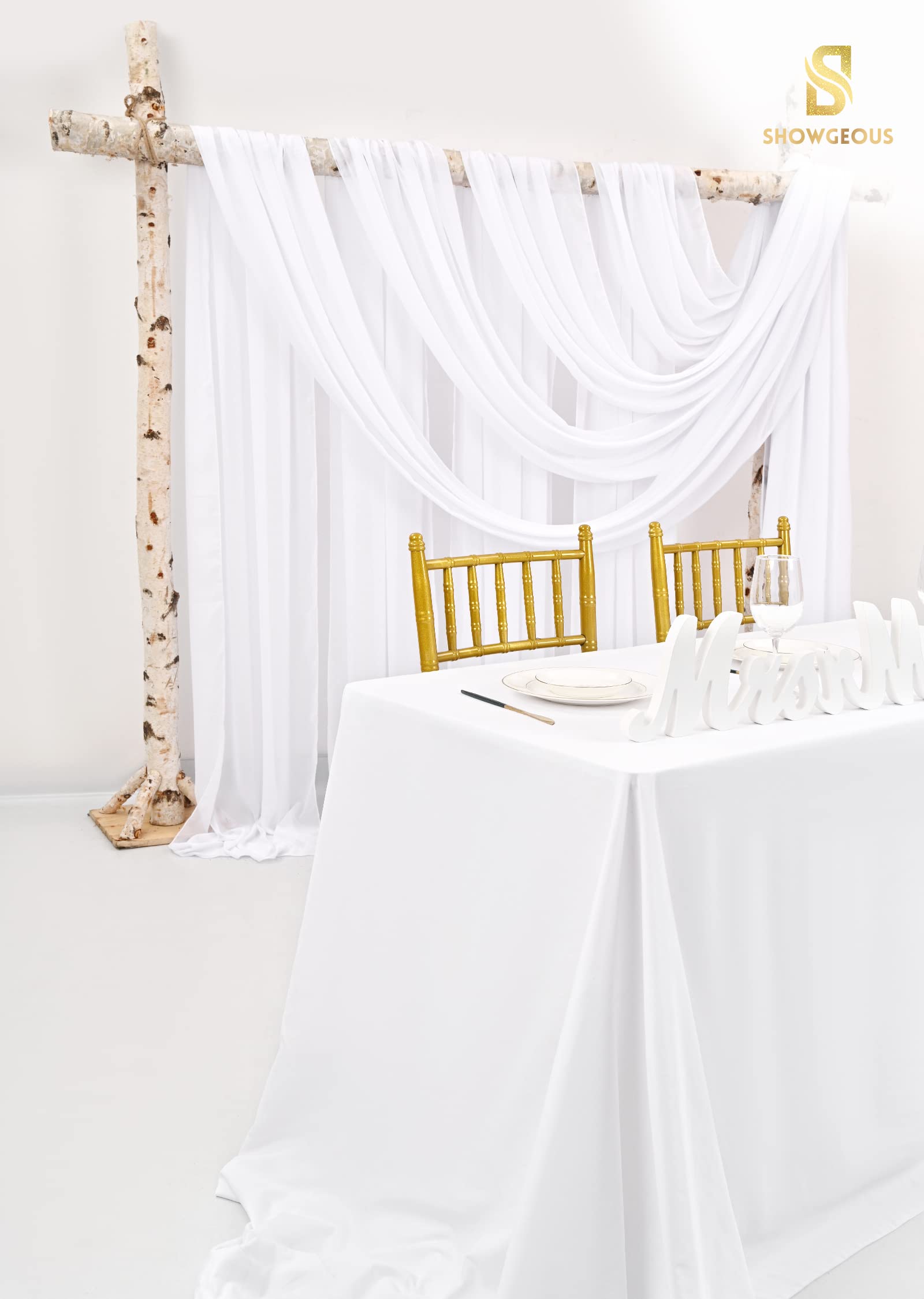 Wedding Arch Draping Fabric,1 Panel 28'' X20Ft White Wedding Arch Drapes For Ceremony Chiffon Fabric Drapes Arbor Drapery Weddin