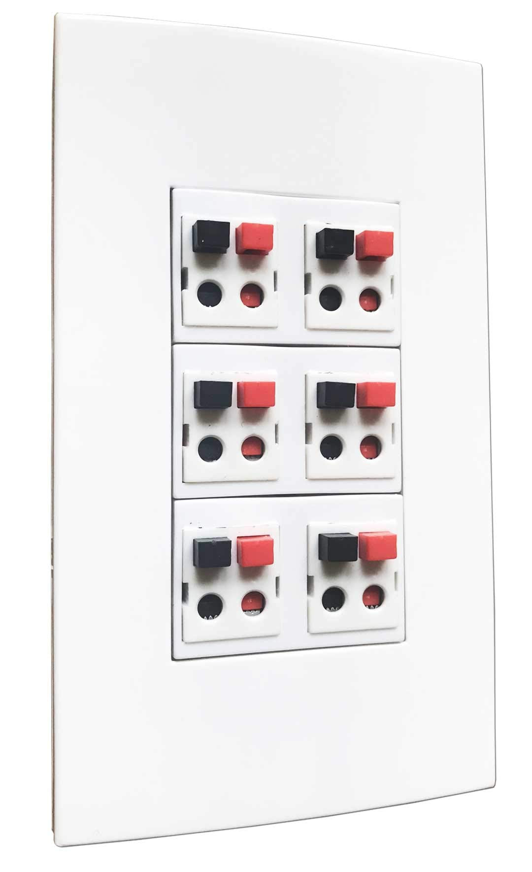 Diytech Premium 6 Speaker Wall Plate, Speaker Plug, Supports 6 Speaker Configurations, Speaker Port For Wall Speaker Wire, Speak