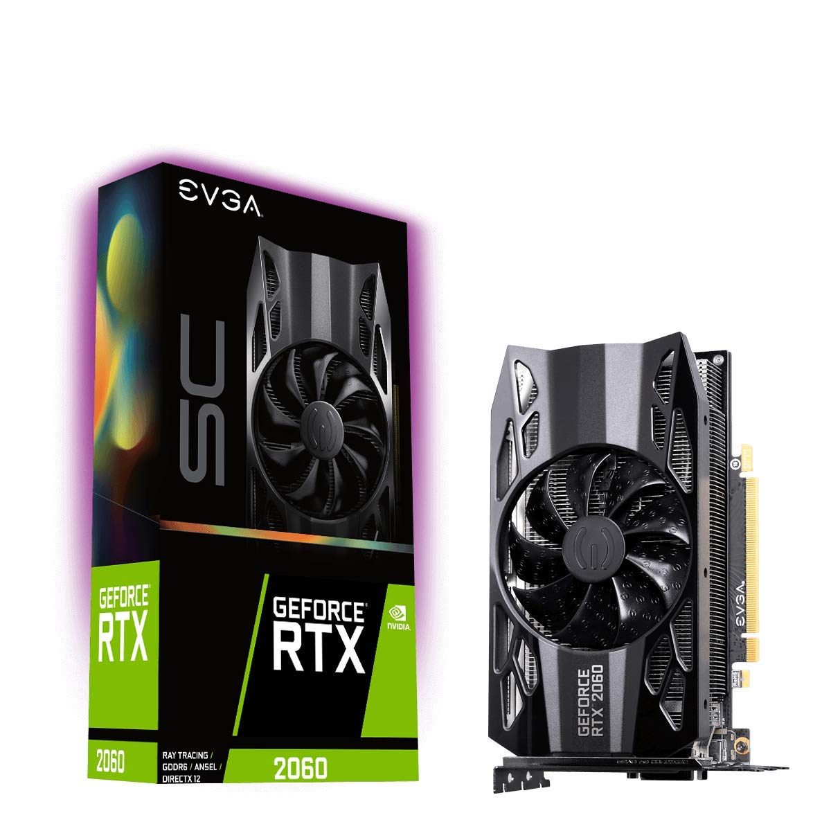 Evga Geforce Rtx 2060 Sc, Overclocked, 2.75 Slot Extreme Cool, 70C Gaming, 06G P4 2062 Kr, 6Gb Gddr6