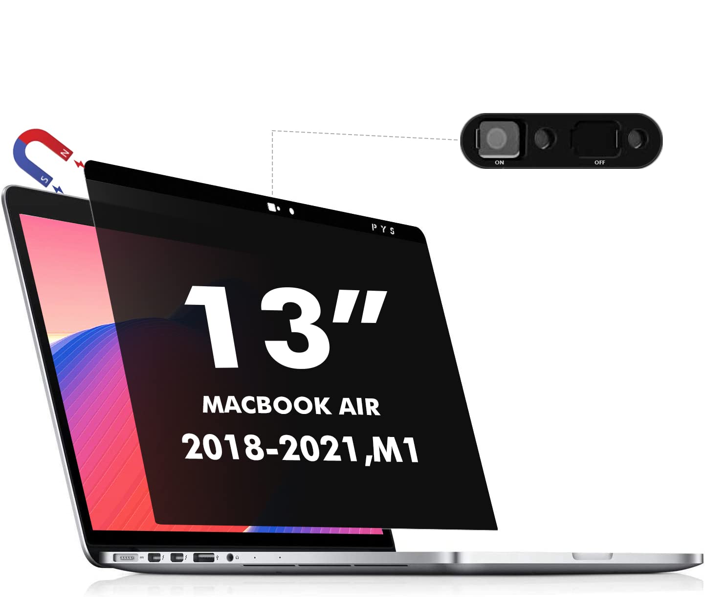 Pys Macbook Air 13 Inch Privacy Screen Compatible With Macbook Air 13.3'(Released In 2018 2021: A1932,A2179,A2337) Anti Glare,We