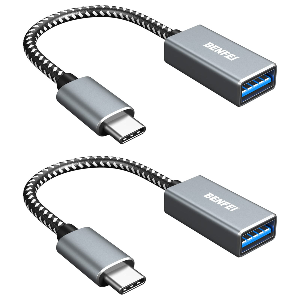 Benfei Usb C To Usb 3.0 Adapter, 2 Pack Usb C To A Male To Female Adapter Compatible With Macbook 2019 2018 2017, Samsung Galaxy