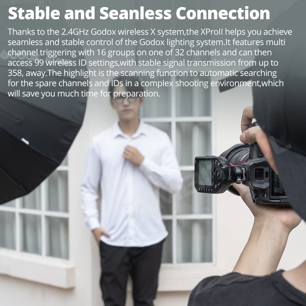 Godox Xproii C 2.4G Ttl Wireless Flash Trigger Xproiic Trigger Autoflash 1/8000S Hss Large Lcd Screen 32 Channels 16 Groups Repl