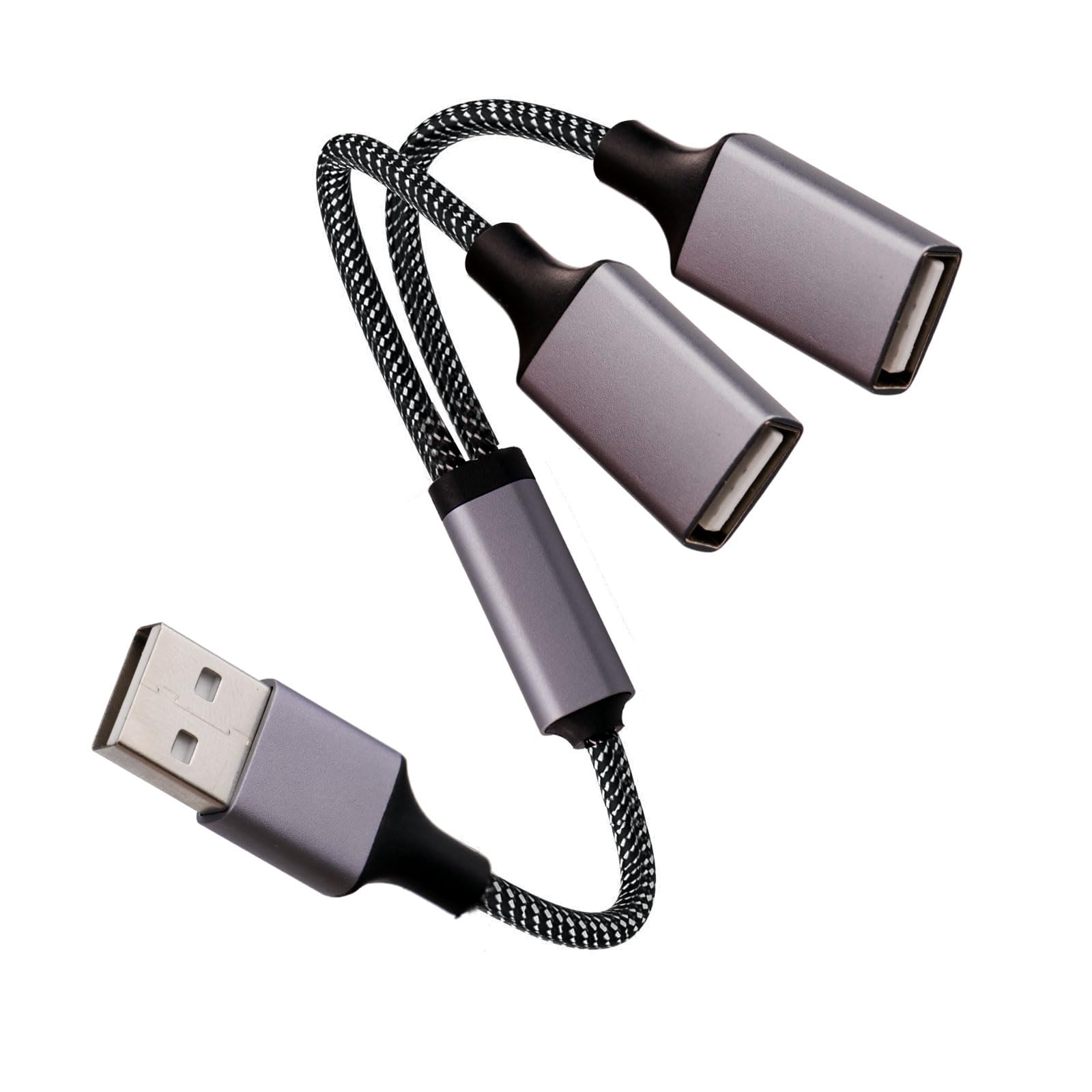 Fidioto Usb A Splitter(10 Inch Long),Usb A Splitter 1 In 2 Out,Usb A Male To 2 Female Usb Y Splitter,Usb Splitter For Charging Slow And Data Transfer For Webcam/Printer/Usb Devices/Laptop Etc.