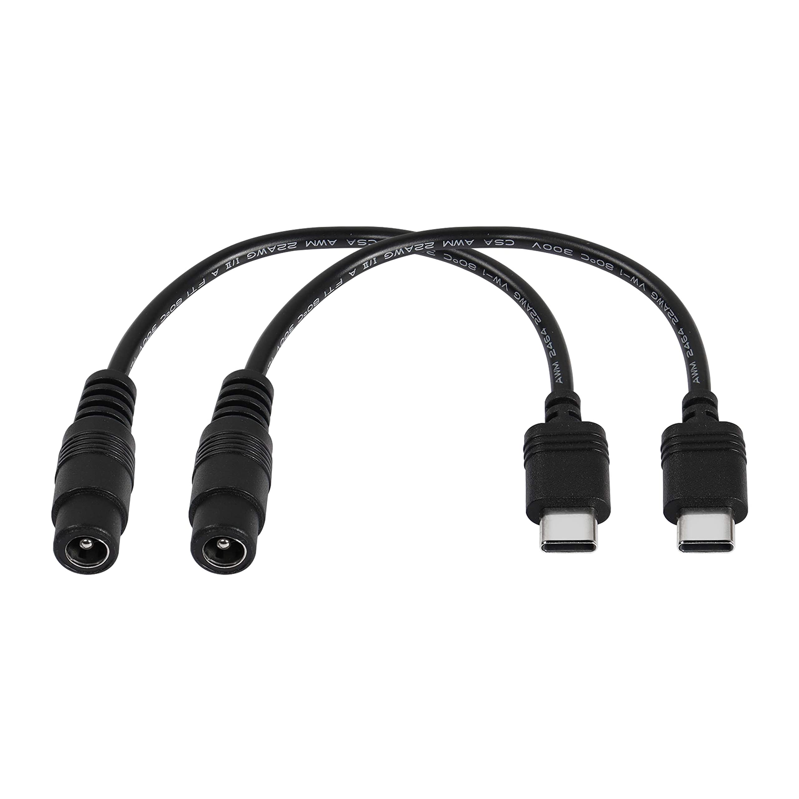 Xmsjsiy 5V Dc 5.5 2.1Mm Female To Usb Type C Adapter Cable Connector Power Extension Charge Cable For Laptop Mobilephones 18.2Cm 2 Pack