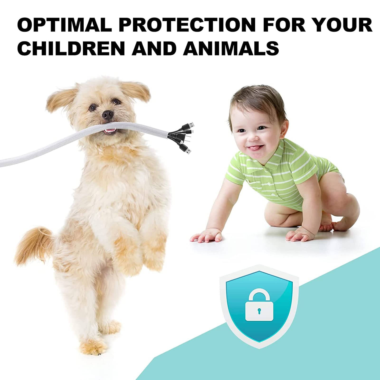 Agptek White Cable Sleeve Cover, 2Pack 5Ft   1.8 Inch Cord Management Wire Organizer Under Desk, Home Office Computer Wire Cover