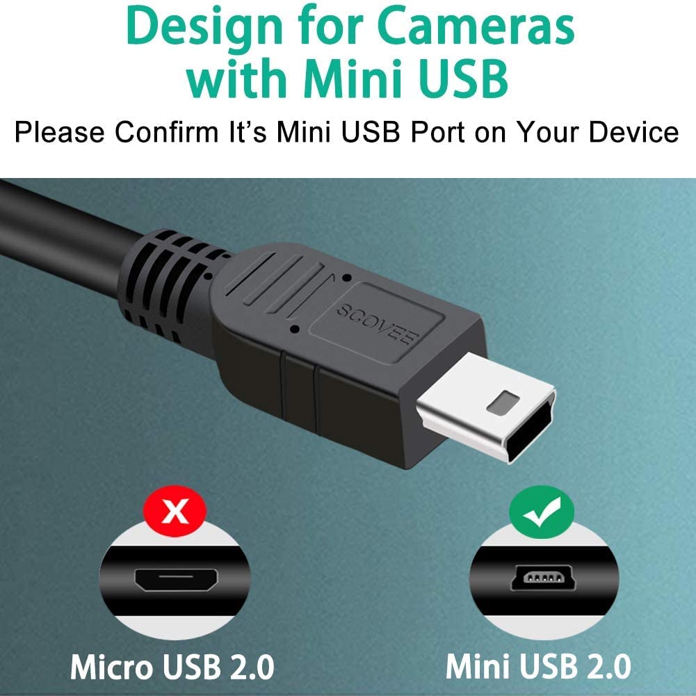 Scovee 10Ft Camera Usb Cable Cord For Canon Rebel/Powershot/Eos/Dslr/Elph Digital Cameras, Transfer Wire Data Cable For Canon Rebel Camcorder,Vixia Pc Computer Interface Charger Replacement