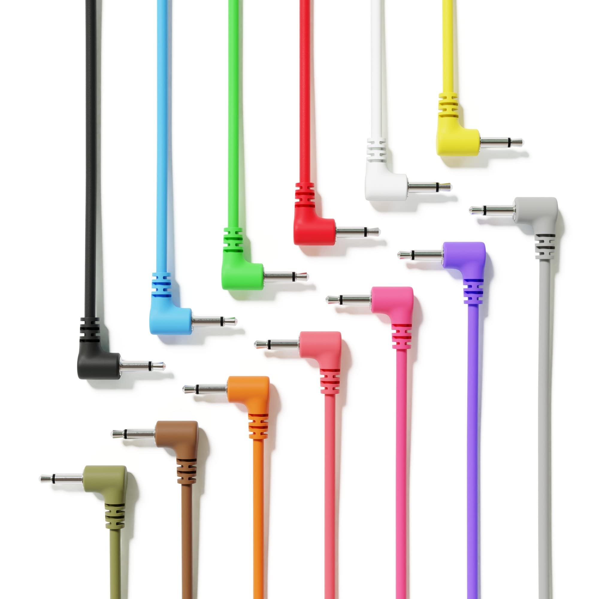 Excelvalley - 5-Pack - Right Angle Mono Modular Patch Cables - 3.5Mm 1/8 Eurorack Synthesizer [Purple | 150 Cm - 59.06]