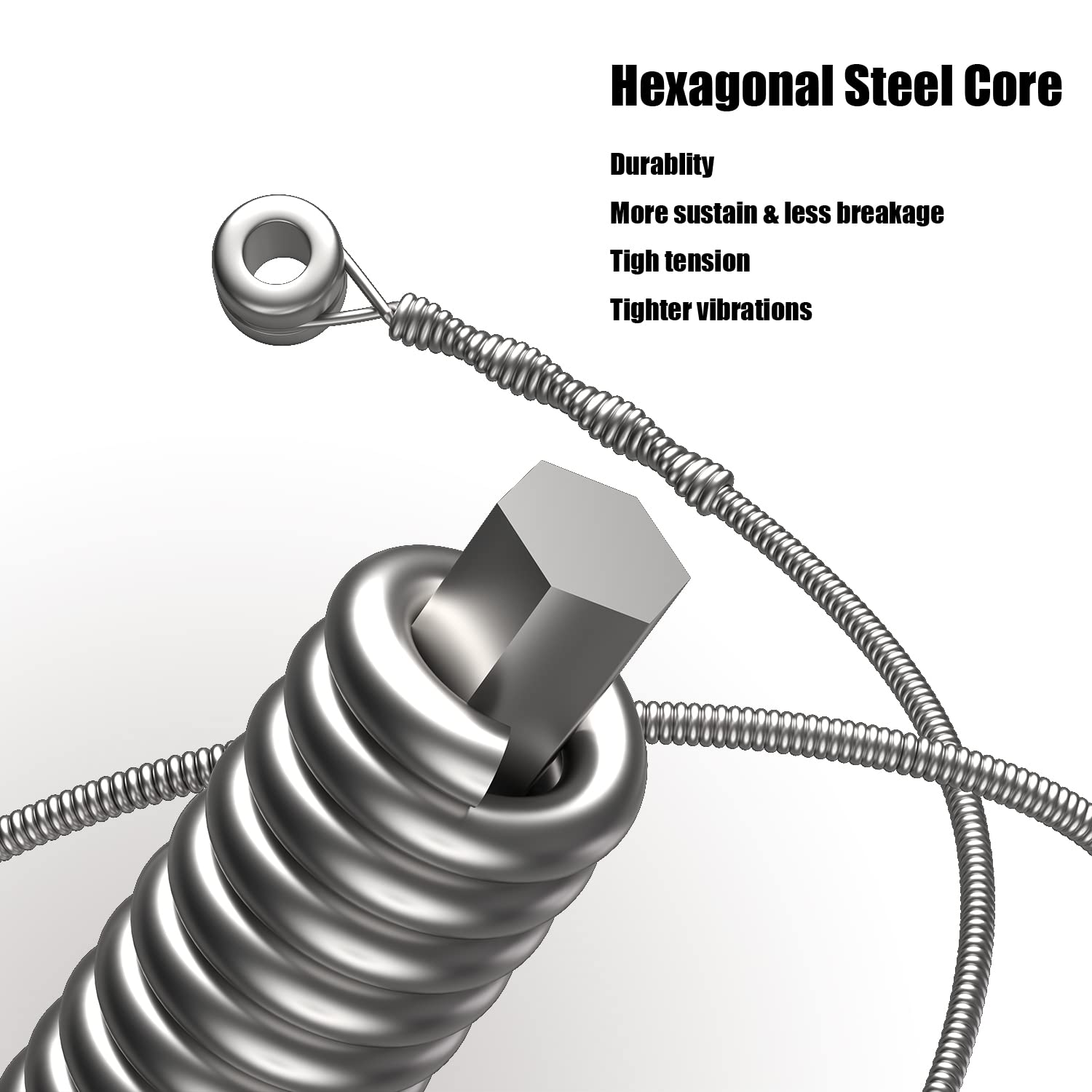 Muscell Electric Guitar Strings Handmade Nickel Plated Hex Core Steel Colorful Ball End 3 Packs 6 String Medium 11 52