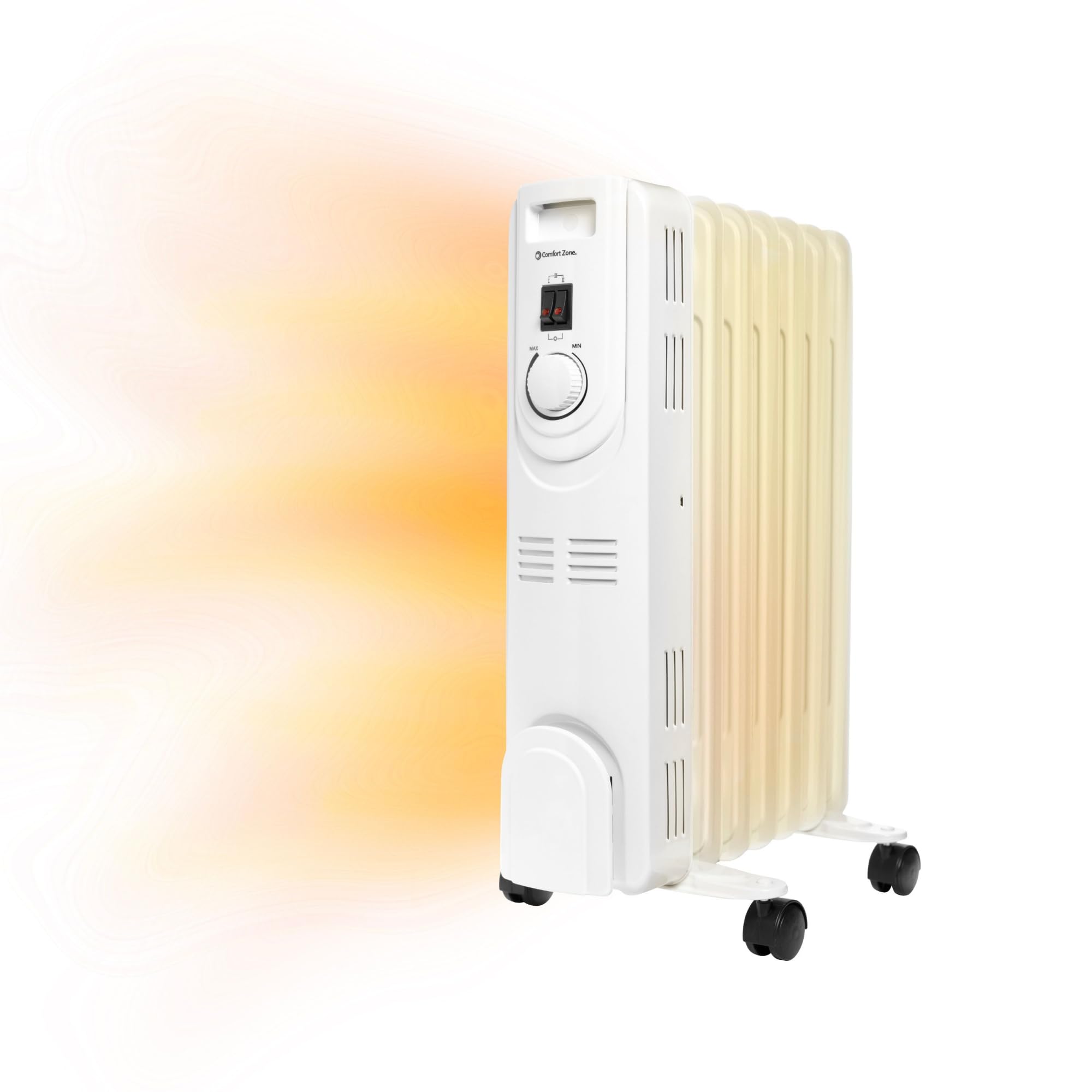 Comfort Zone Electric Oil Filled Radiant Radiator Space Heater, Never Refill, Adjustable Thermostat, Tip Over Switch & Overheat