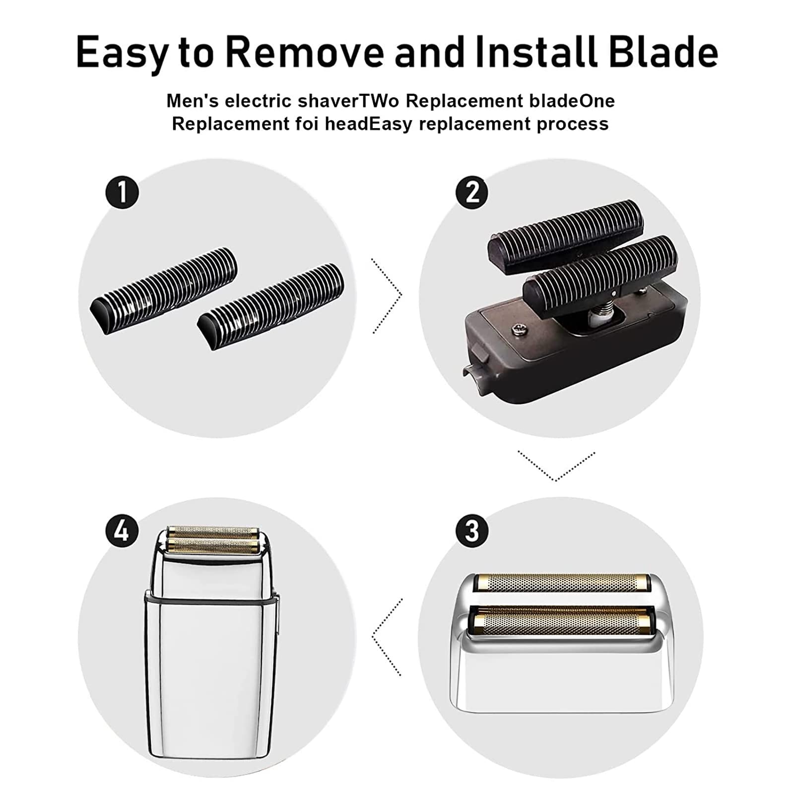 Shaver Replacement Foil And Cutters Compatible With Babylisspro Barberology Double Fxfs2 (2Pc Silver)