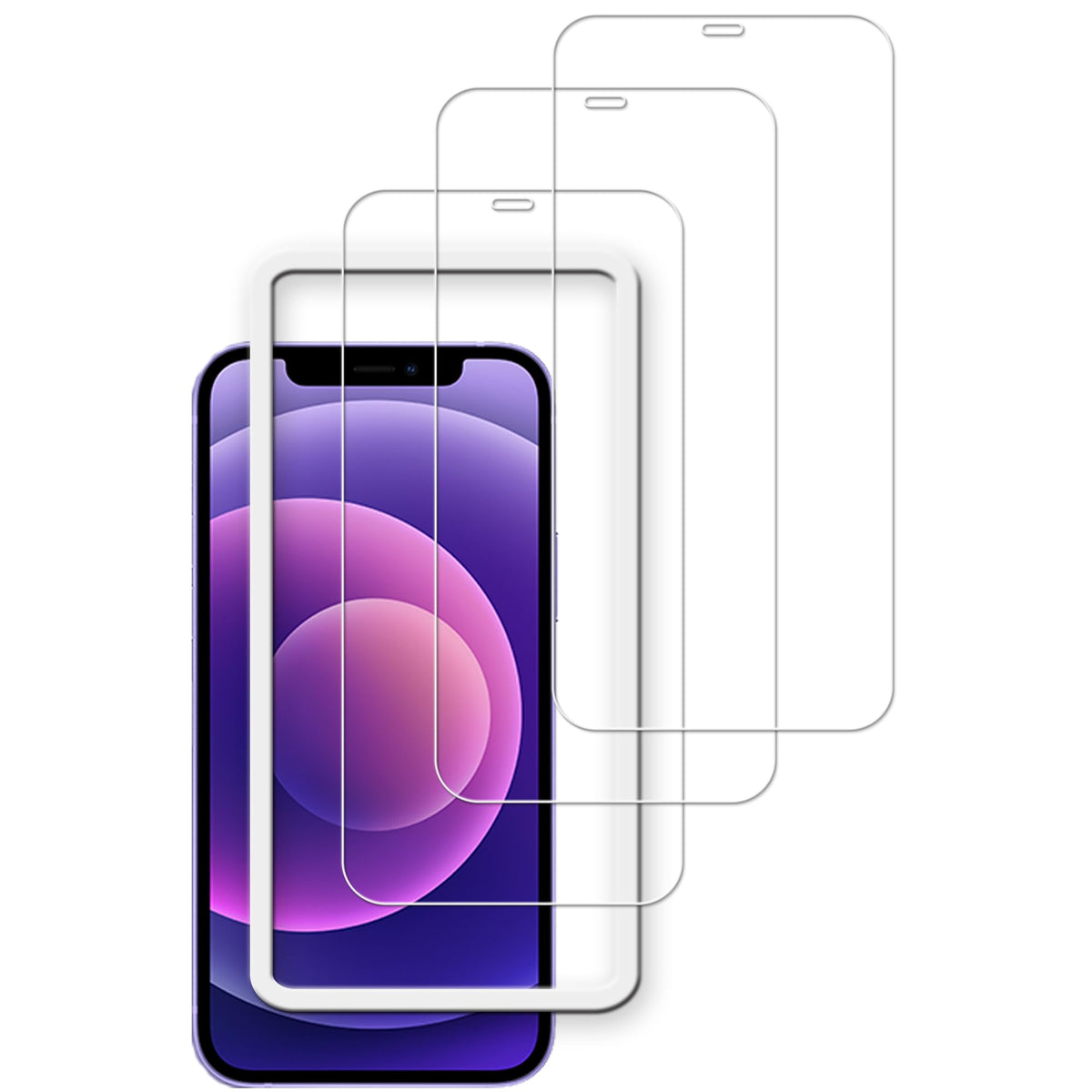 Hkkais Easy Alignment Frame For Iphone12 Pro/Iphone 12 Tempered Glass Screen Protector Film 3 Pack