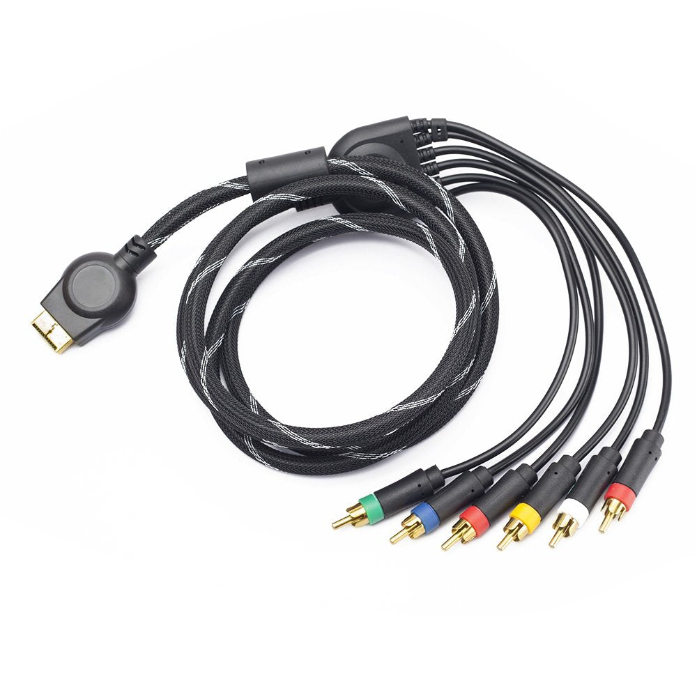 6Ft/1.8M Ps3 Component Av Cable, Premium High Resolution Hdtv Multi Out Composite Rca Audio Video Cable For Ps2 / Ps3 / Ps3 Slim