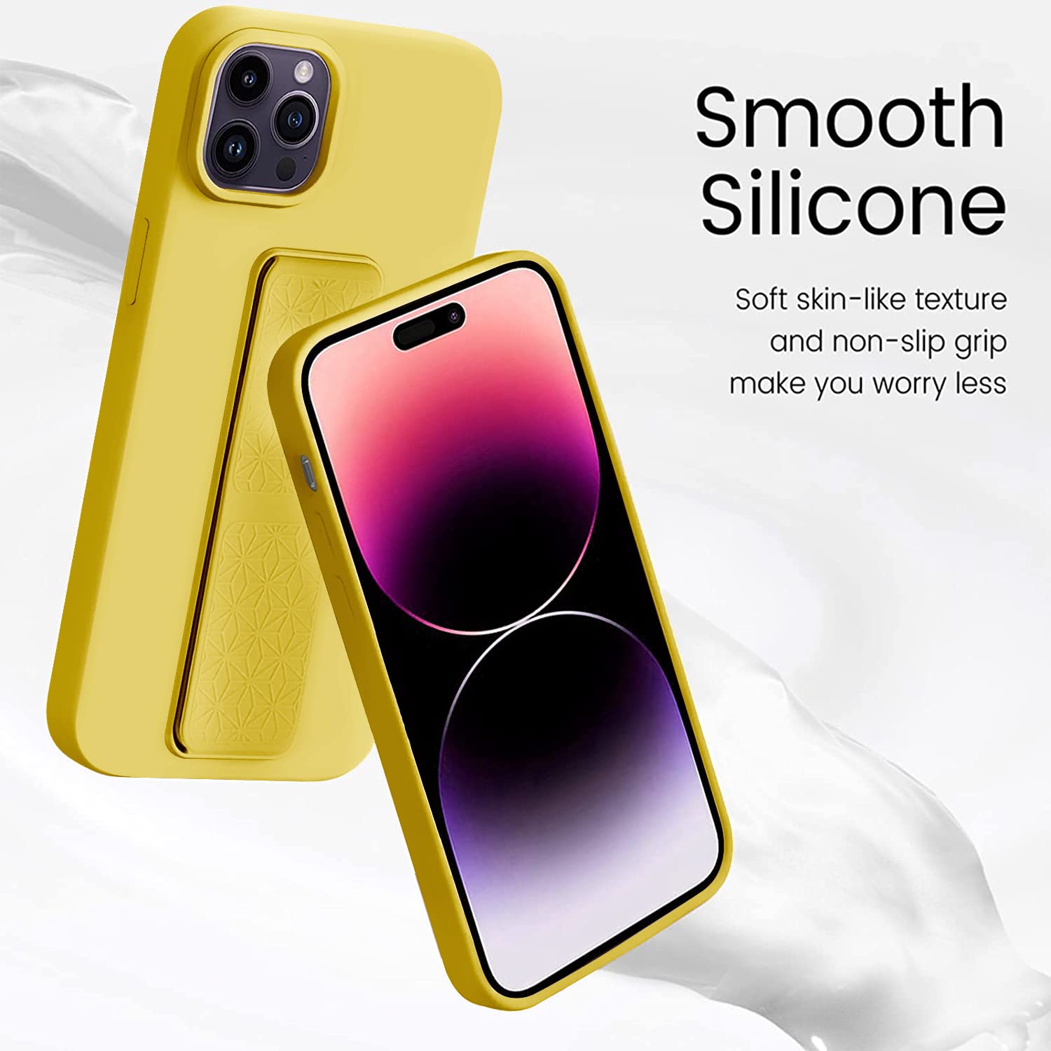Laudtec Silicone Kickstand Case Compatible With Iphone 14 Pro Max Case Vertical And Horizontal Stand Hand Strap Metal Kickstand,