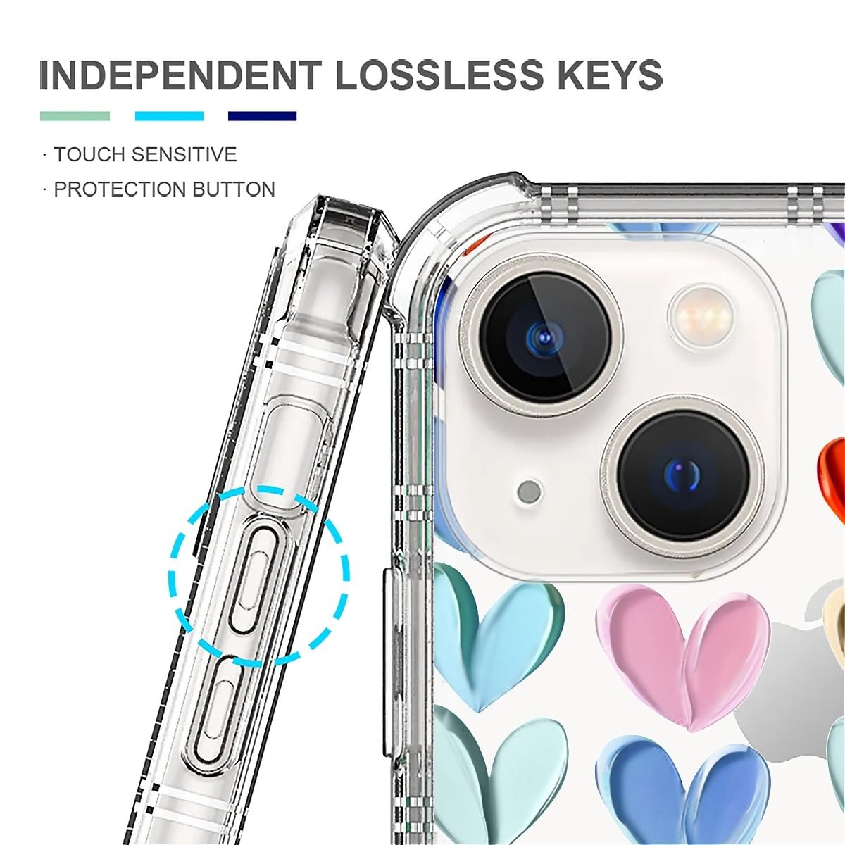 Tamefox Case Compatible With Clear Iphone 14 Plus,Oil Painted Heart Slim-Fit Shock-Resistant Raised Bezel Camera Protection Desi