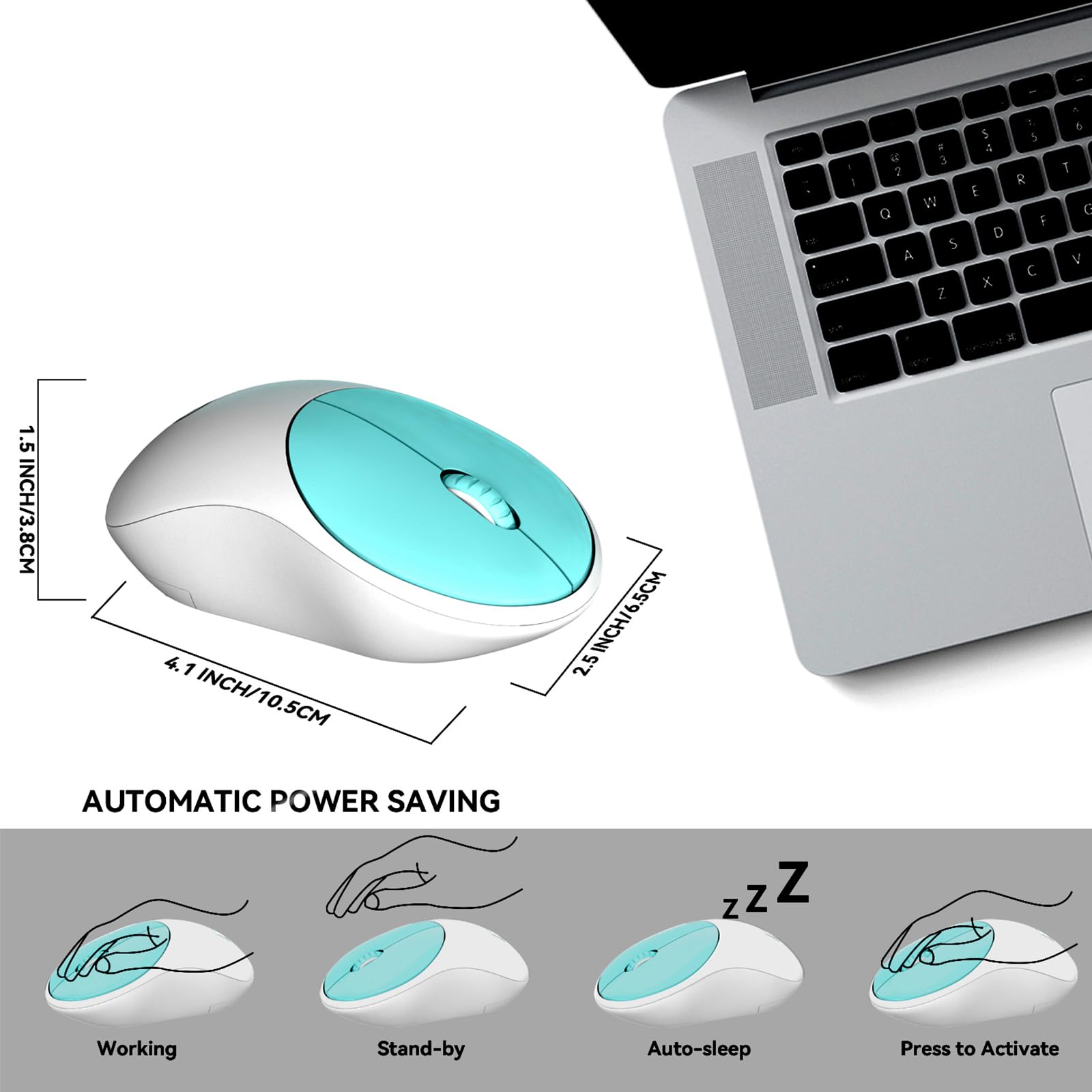 Fd Wireless Keyboard And Mouse Combo   2.4Ghz Usb Cordless, Cute Round Keys, Quiet And Slim Set For Laptop, Computer, Tv, And Ma