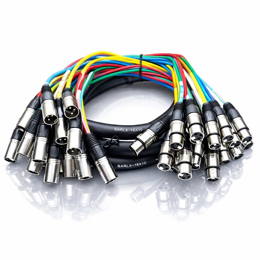 Seismic Audio 16-Channel XLR Snake Cable - 10 ft Professional Balanced Audio Multicore Cable with XLR Male to Female, Stage & St