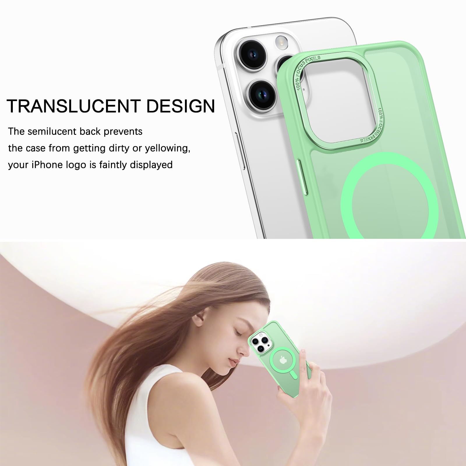 Bentoben For Iphone 15 Pro Max Case,Iphone 15 Pro Max Magnetic Phone Case [Compatible With Magsafe] Translucent Matte Slim Shock